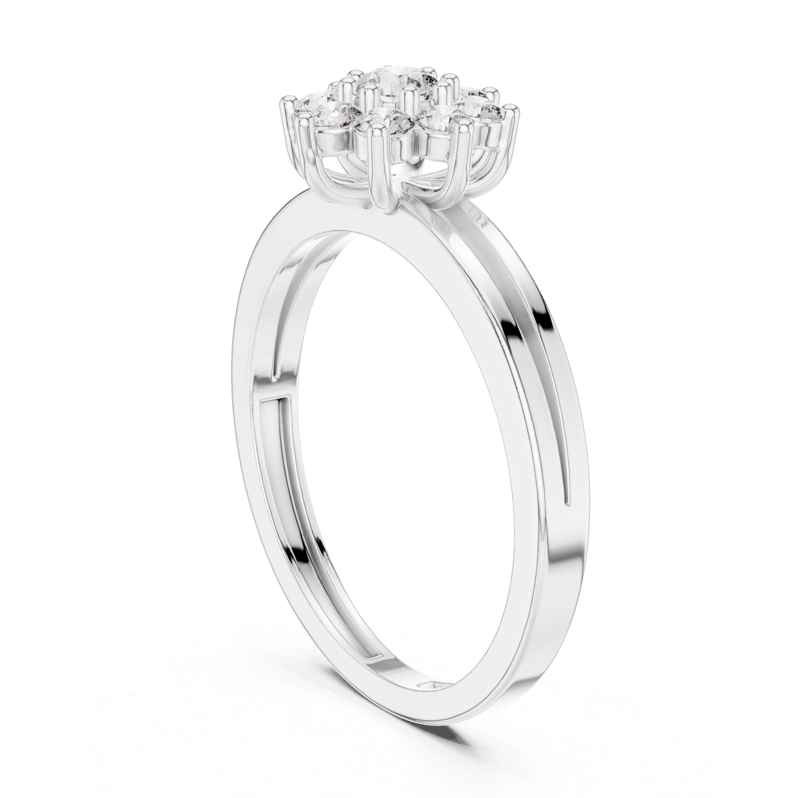 0.35 CT Round Diamond Floral Cluster Engagement Ring