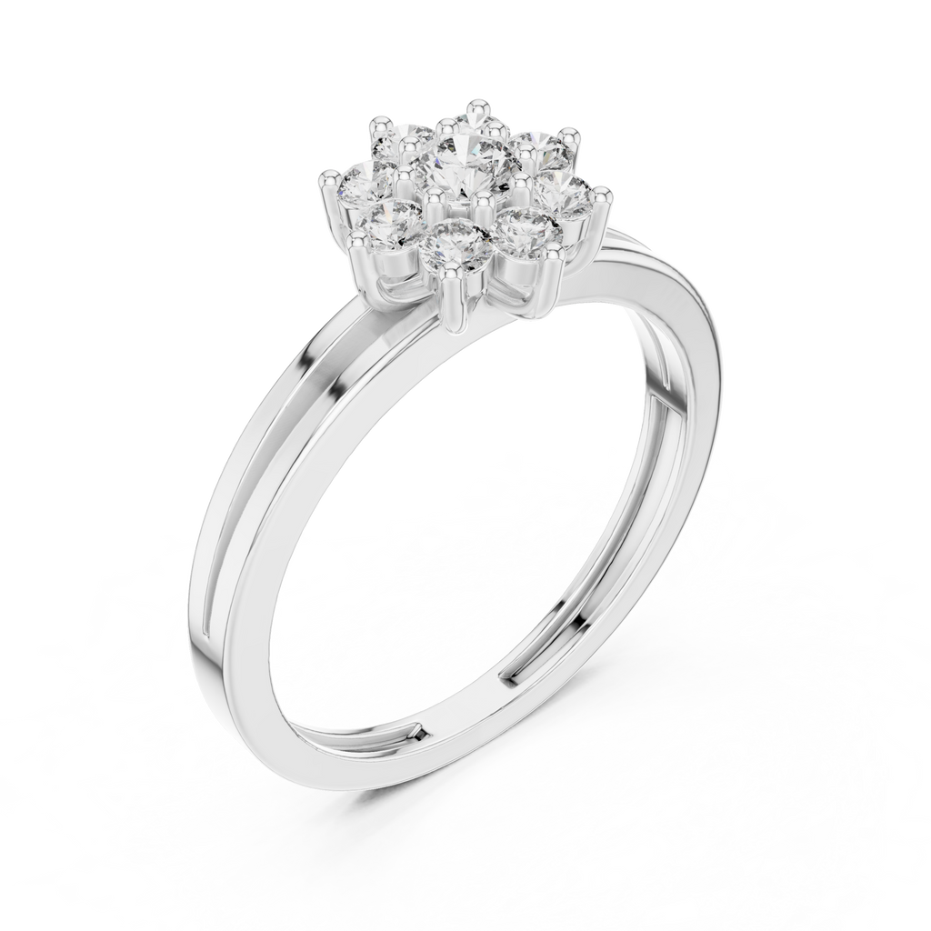 0.35 CT Round Diamond Floral Cluster Engagement Ring