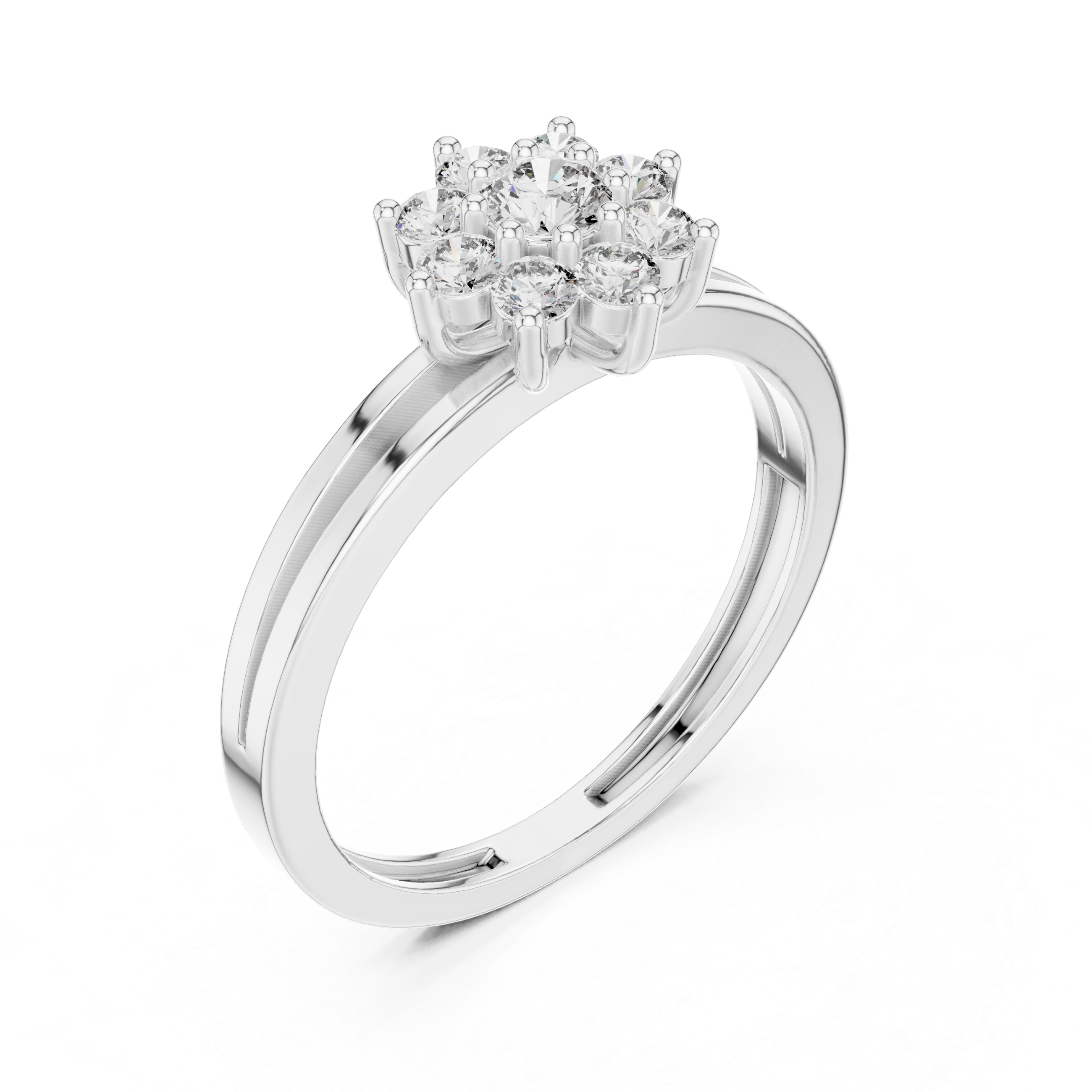 0.35 CT Round Diamond Floral Cluster Engagement Ring