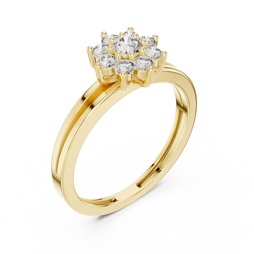 0.35 CT Round Diamond Floral Cluster Engagement Ring