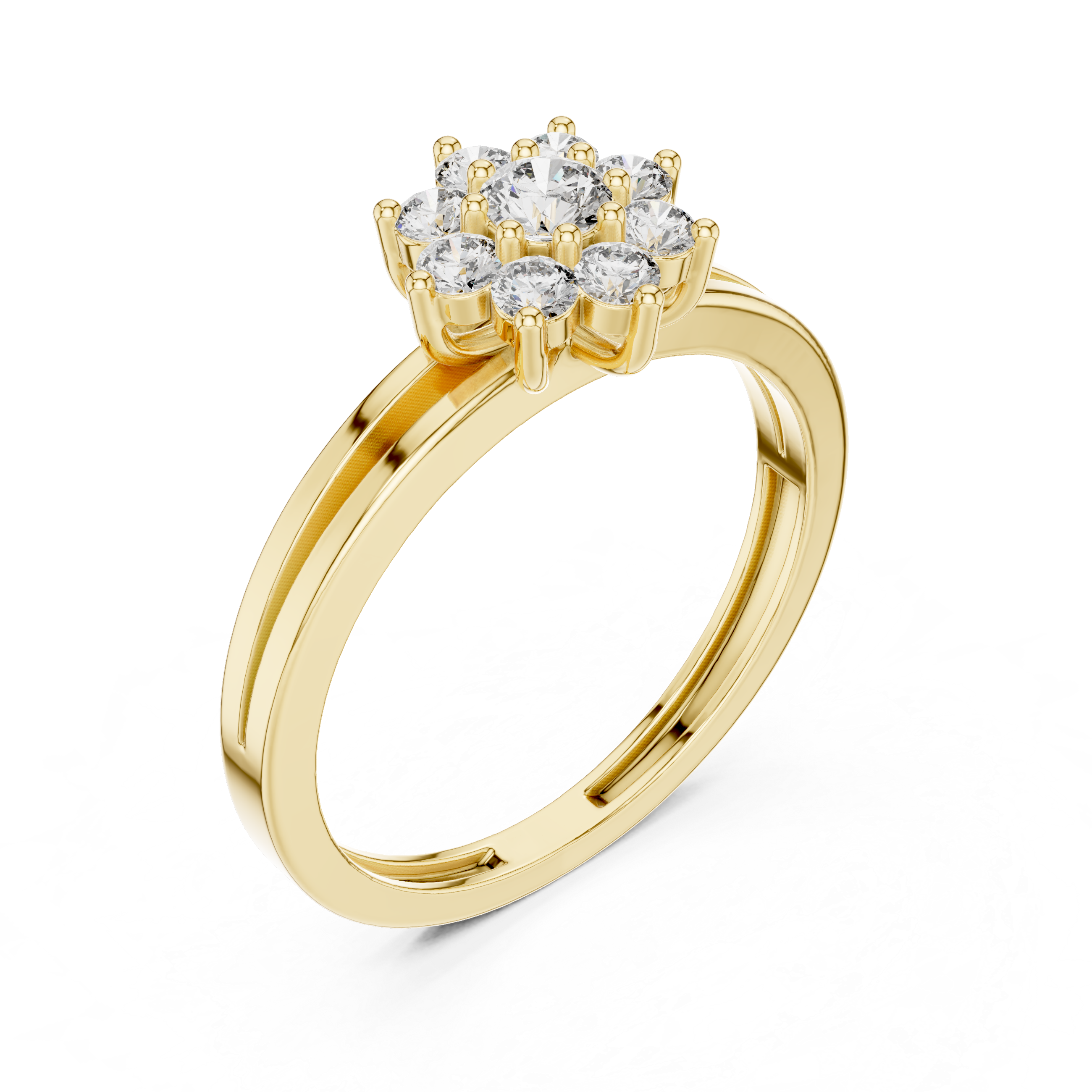 0.35 CT Round Diamond Floral Cluster Engagement Ring