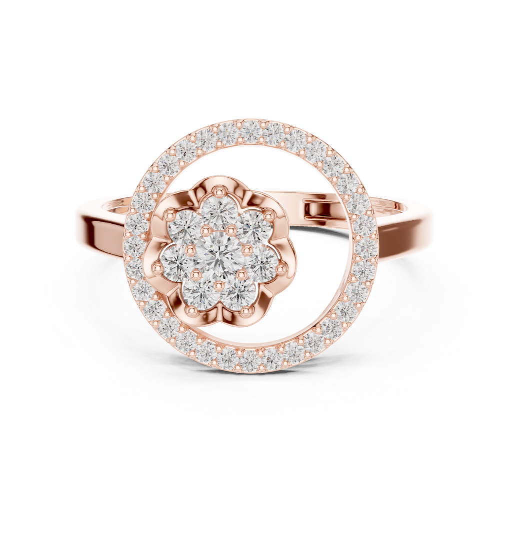 0.34 CT Diamond Floral Halo Cluster Engagement Ring
