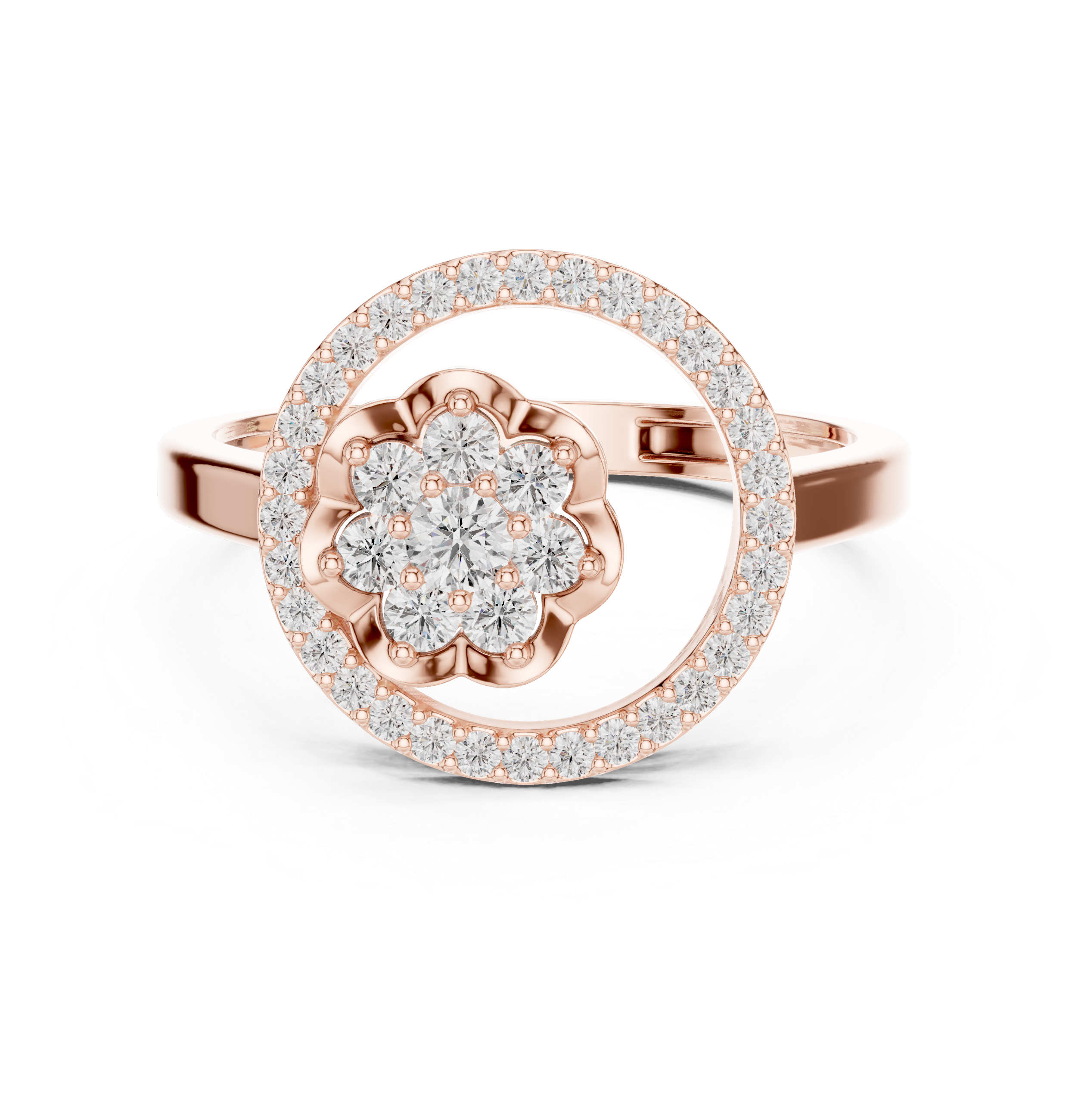 0.34 CT Diamond Floral Halo Cluster Engagement Ring