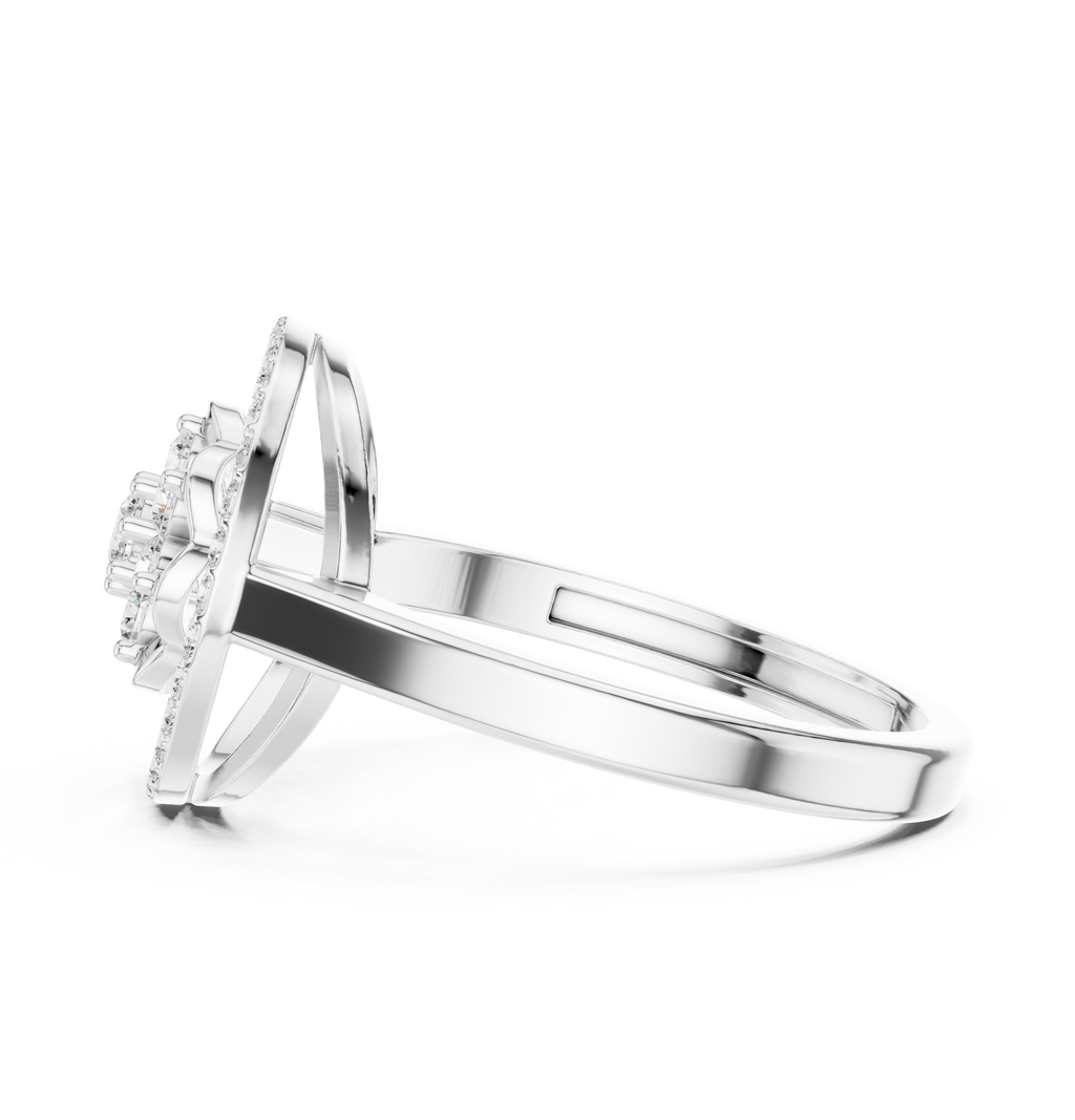 0.34 CT Diamond Floral Halo Cluster Engagement Ring