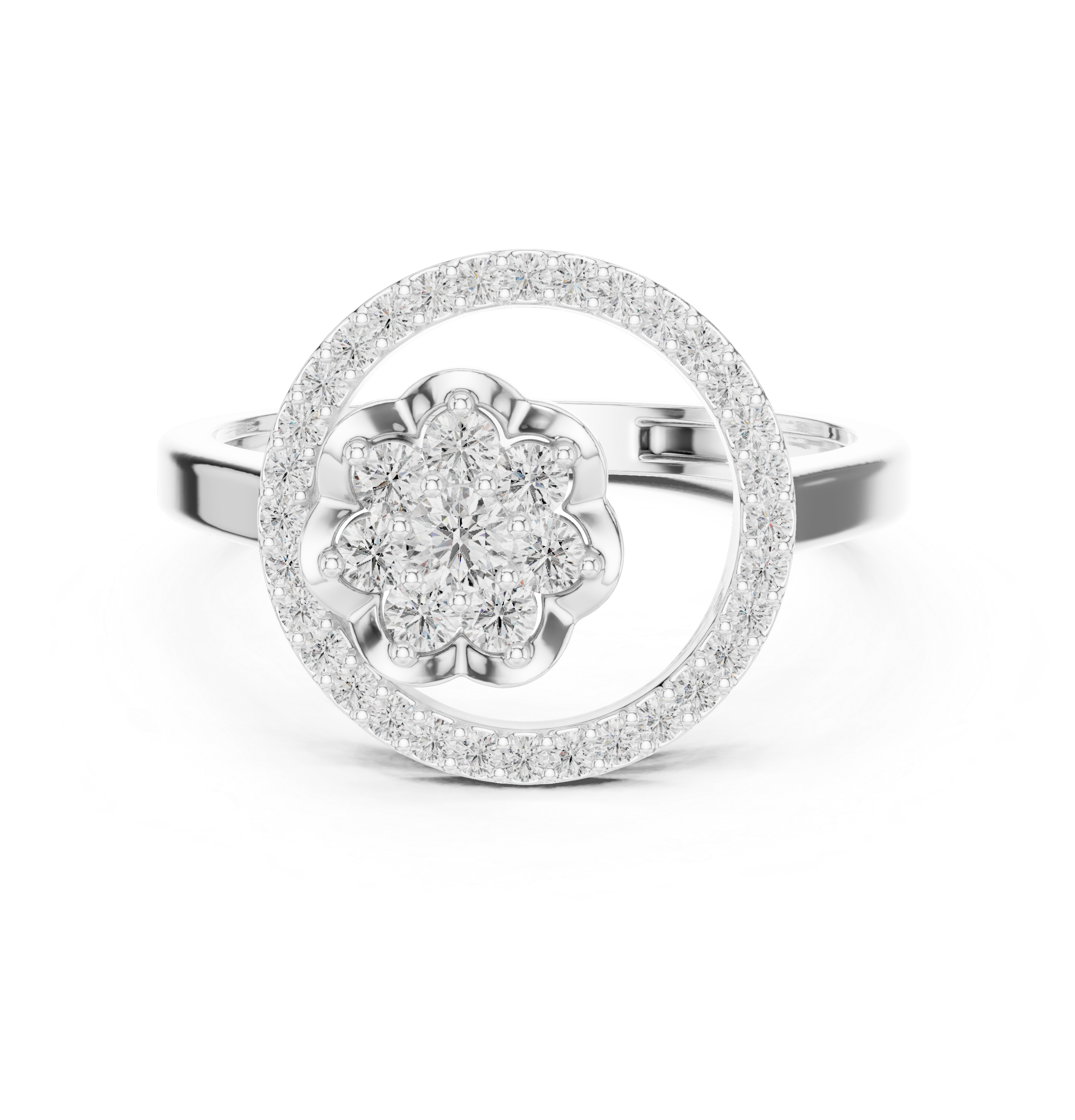 0.34 CT Diamond Floral Halo Cluster Engagement Ring