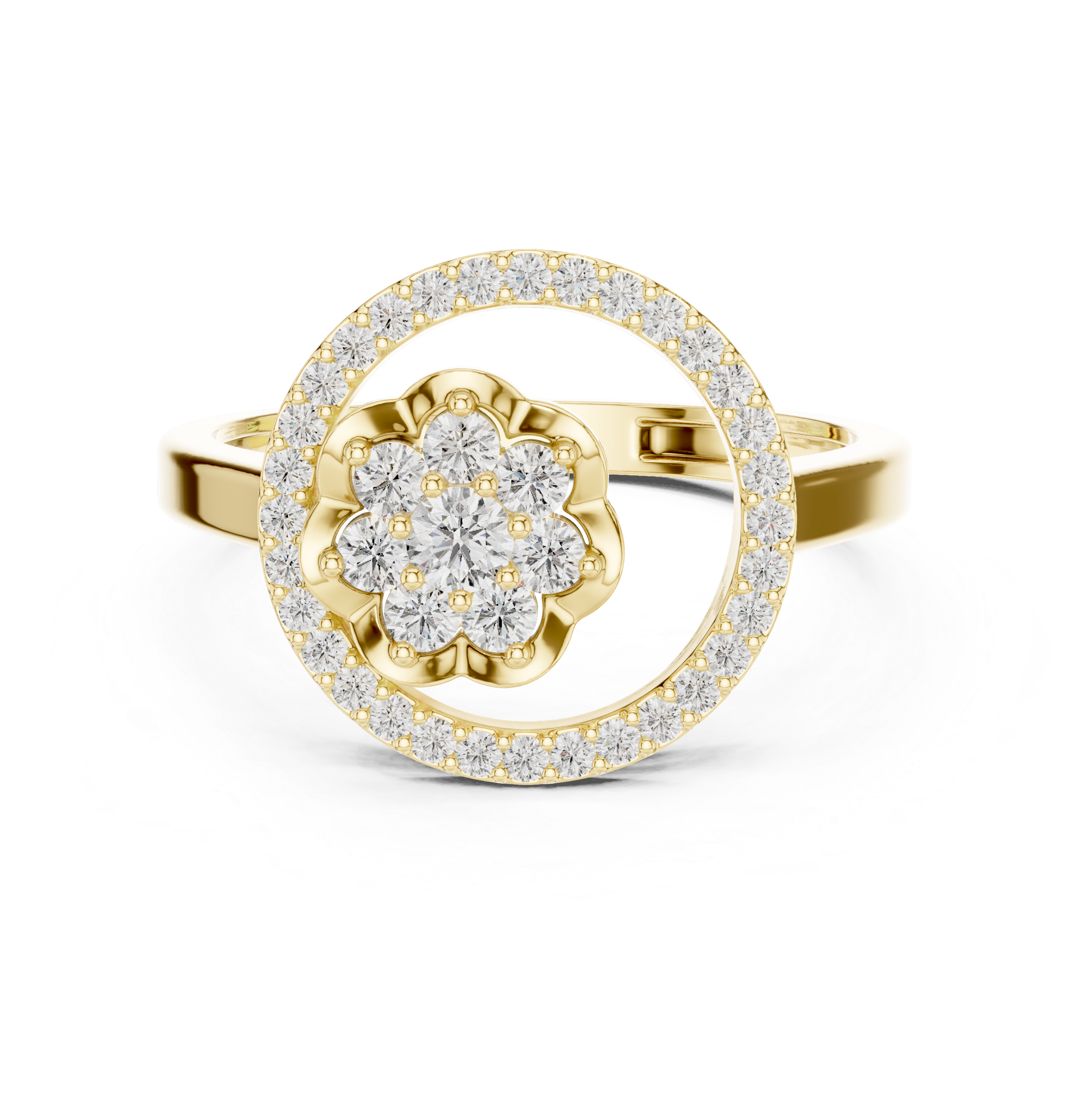 0.34 CT Diamond Floral Halo Cluster Engagement Ring