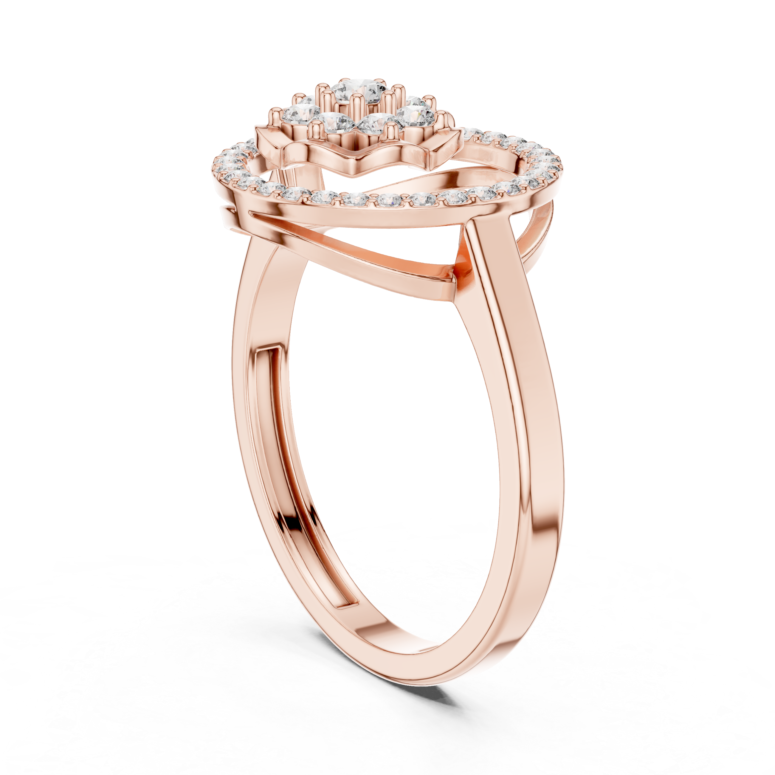 0.34 CT Diamond Floral Halo Cluster Engagement Ring