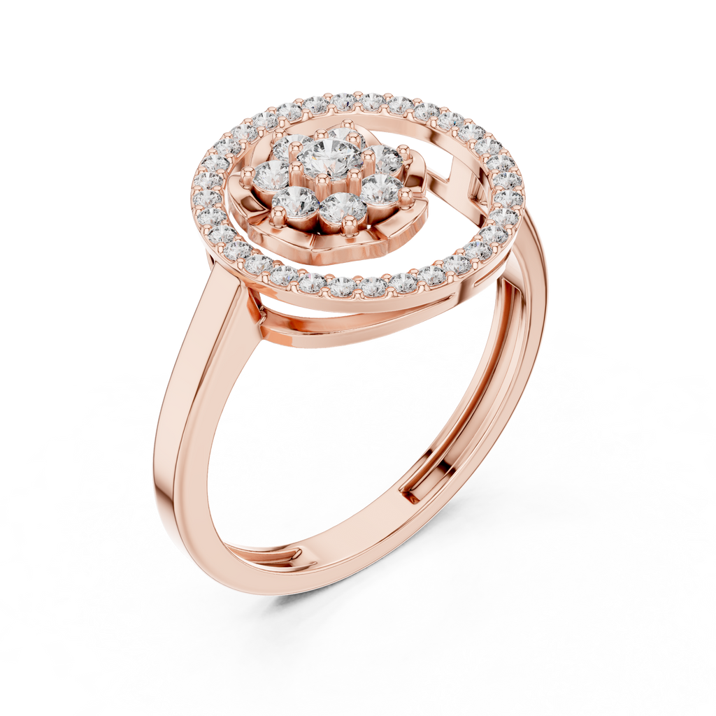 0.34 CT Diamond Floral Halo Cluster Engagement Ring