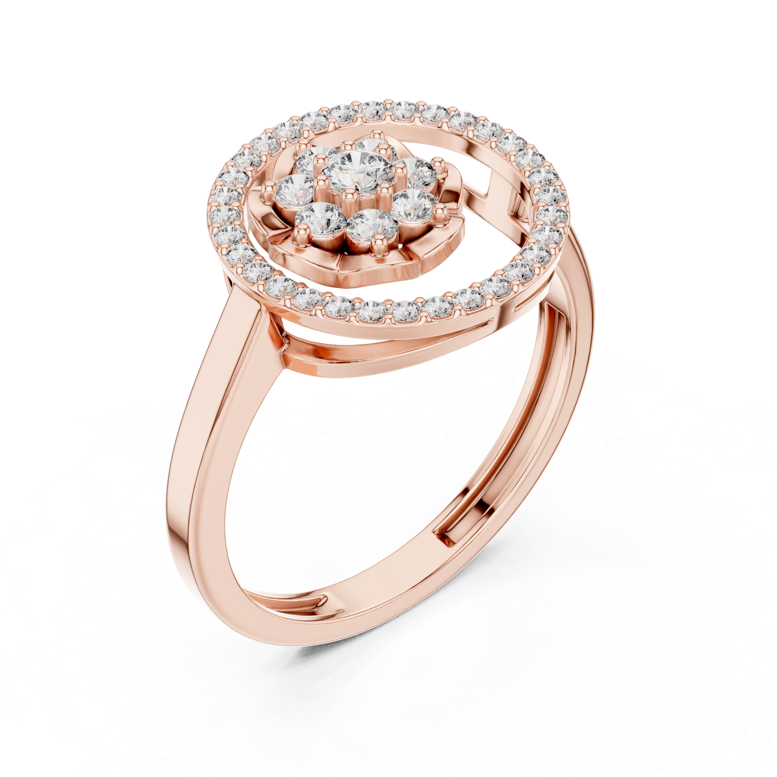 0.34 CT Diamond Floral Halo Cluster Engagement Ring