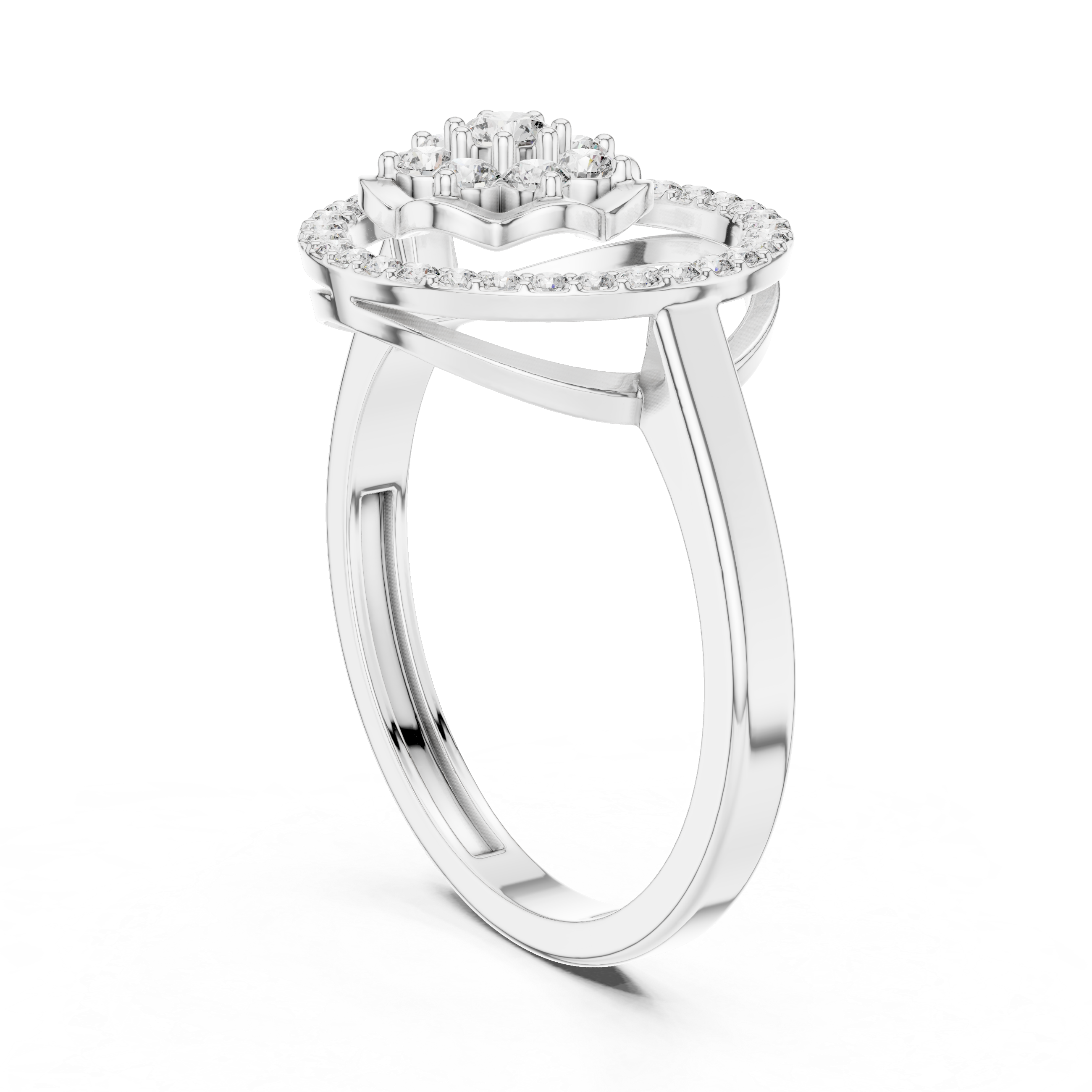 0.34 CT Diamond Floral Halo Cluster Engagement Ring
