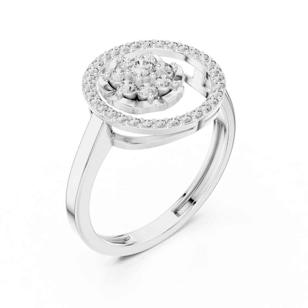 0.34 CT Diamond Floral Halo Cluster Engagement Ring