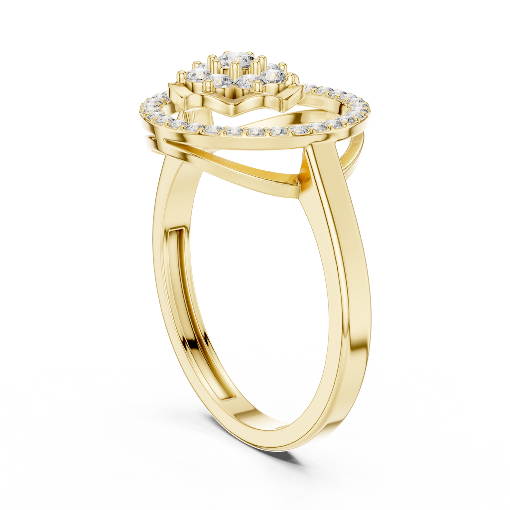 0.34 CT Diamond Floral Halo Cluster Engagement Ring
