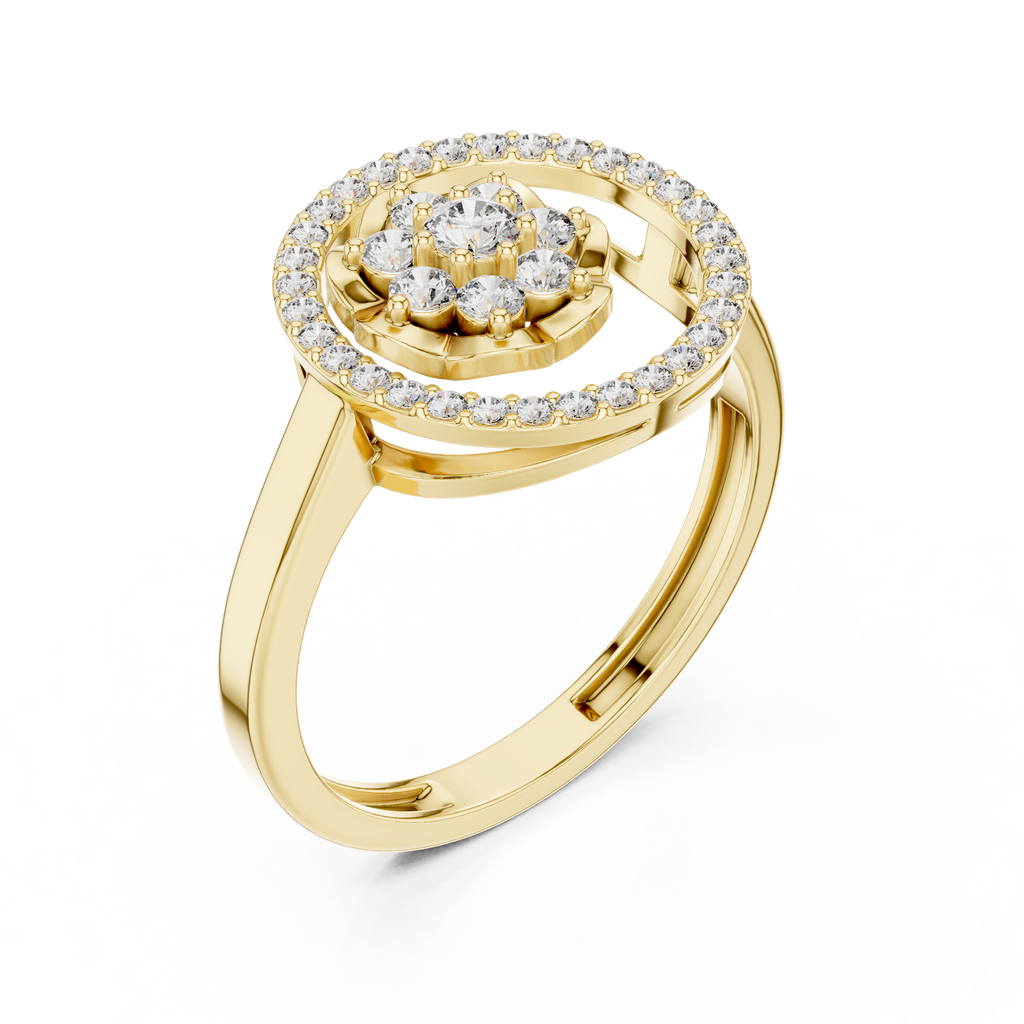 0.34 CT Diamond Floral Halo Cluster Engagement Ring