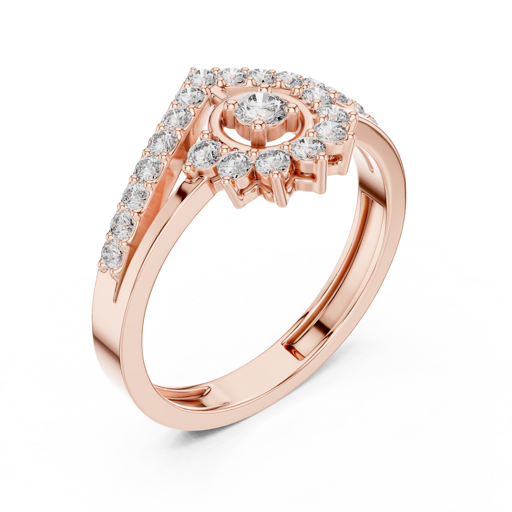 0.37 CT Vintage Halo Cluster Diamond Engagement Ring