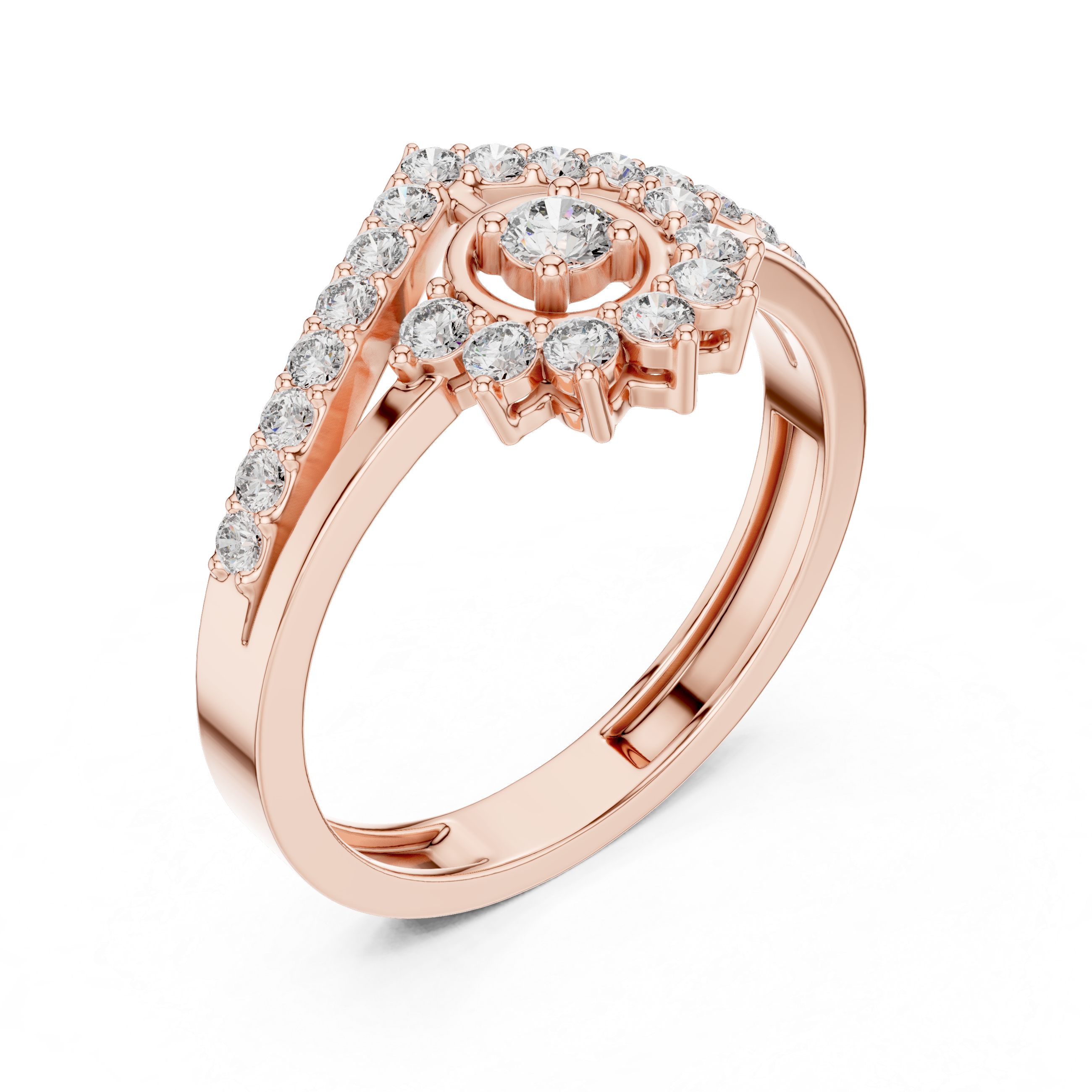 0.37 CT Vintage Halo Cluster Diamond Engagement Ring