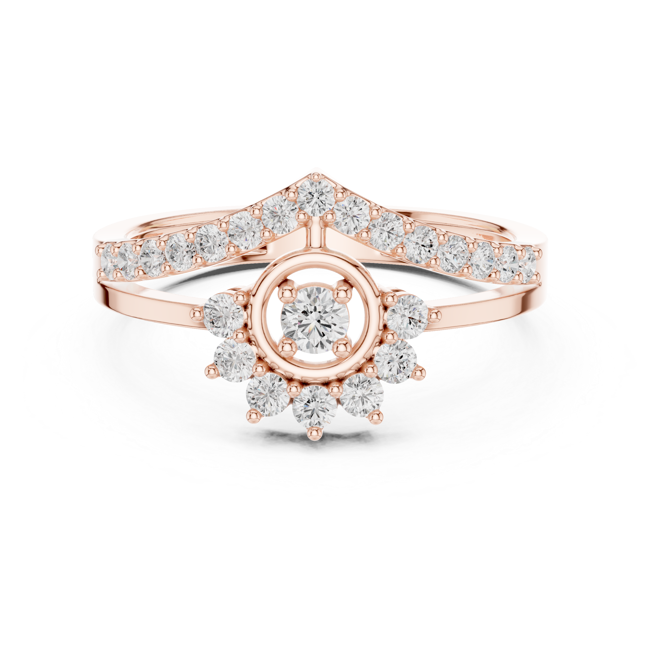 0.37 CT Vintage Halo Cluster Diamond Engagement Ring