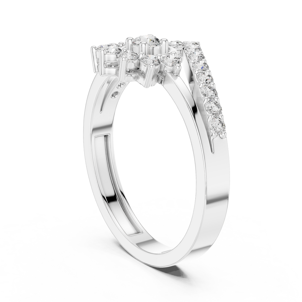 0.37 CT Vintage Halo Cluster Diamond Engagement Ring