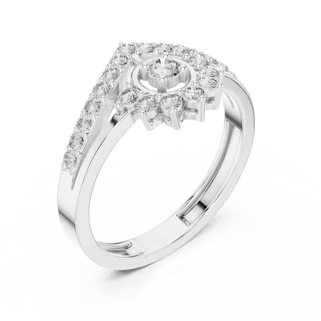 0.37 CT Vintage Halo Cluster Diamond Engagement Ring