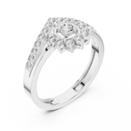 0.37 CT Vintage Halo Cluster Diamond Engagement Ring