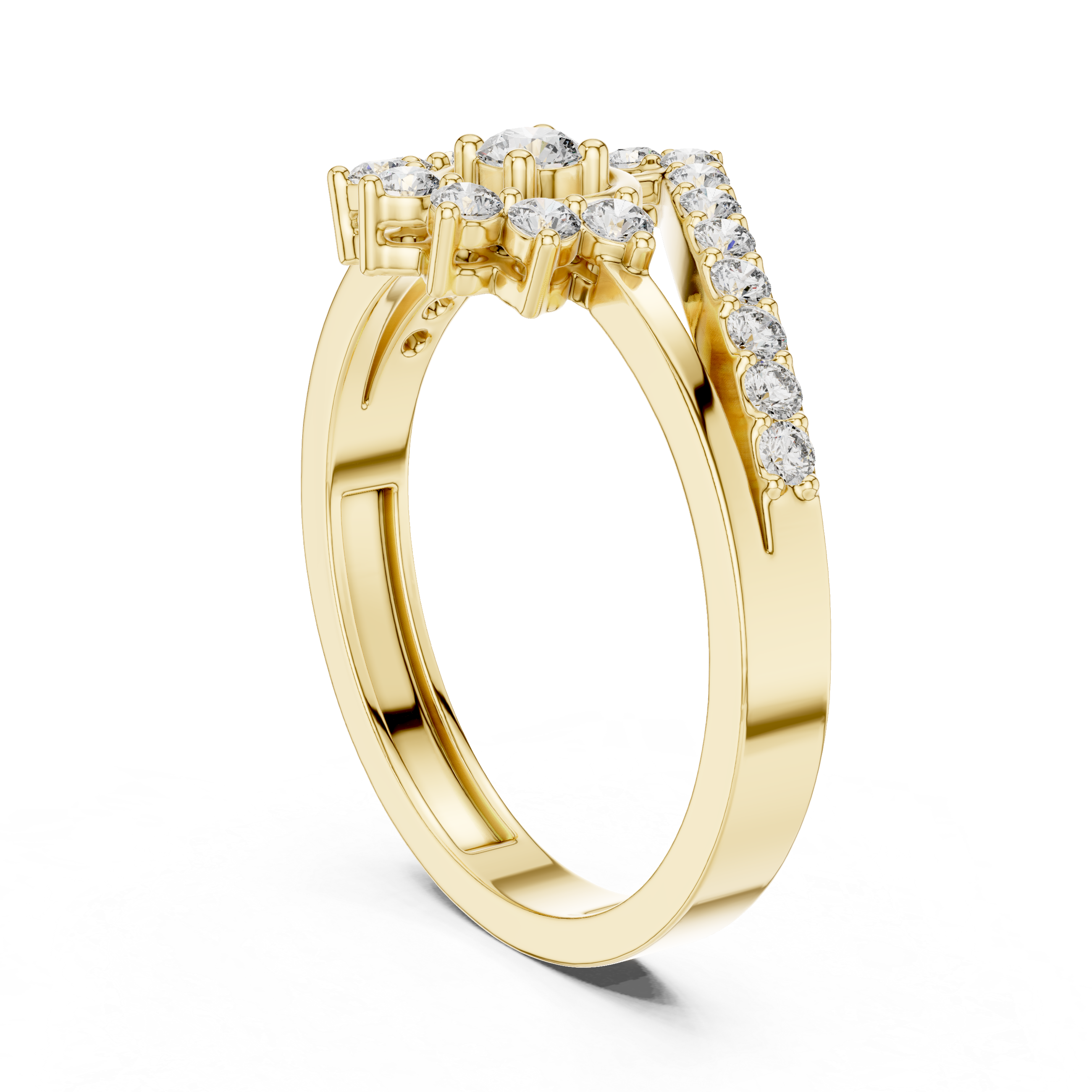 0.37 CT Vintage Halo Cluster Diamond Engagement Ring