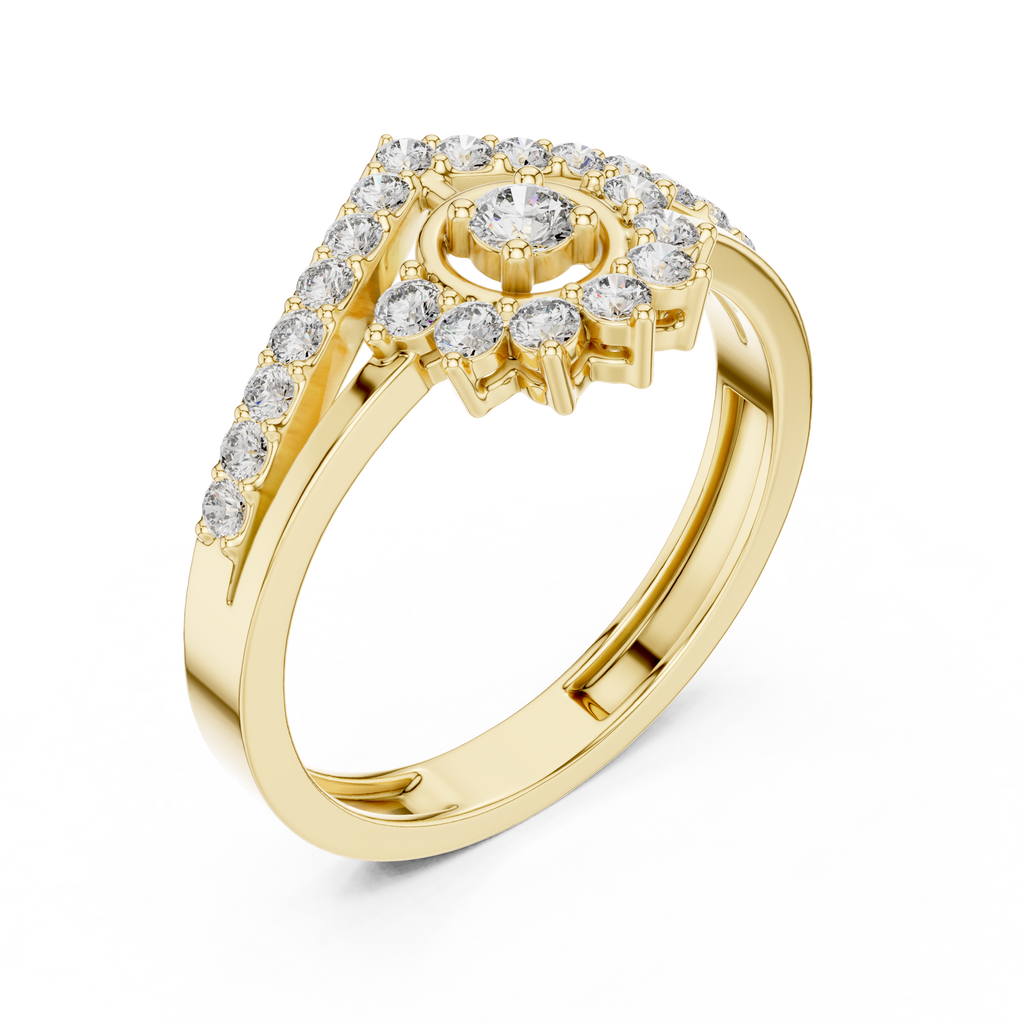 0.37 CT Vintage Halo Cluster Diamond Engagement Ring