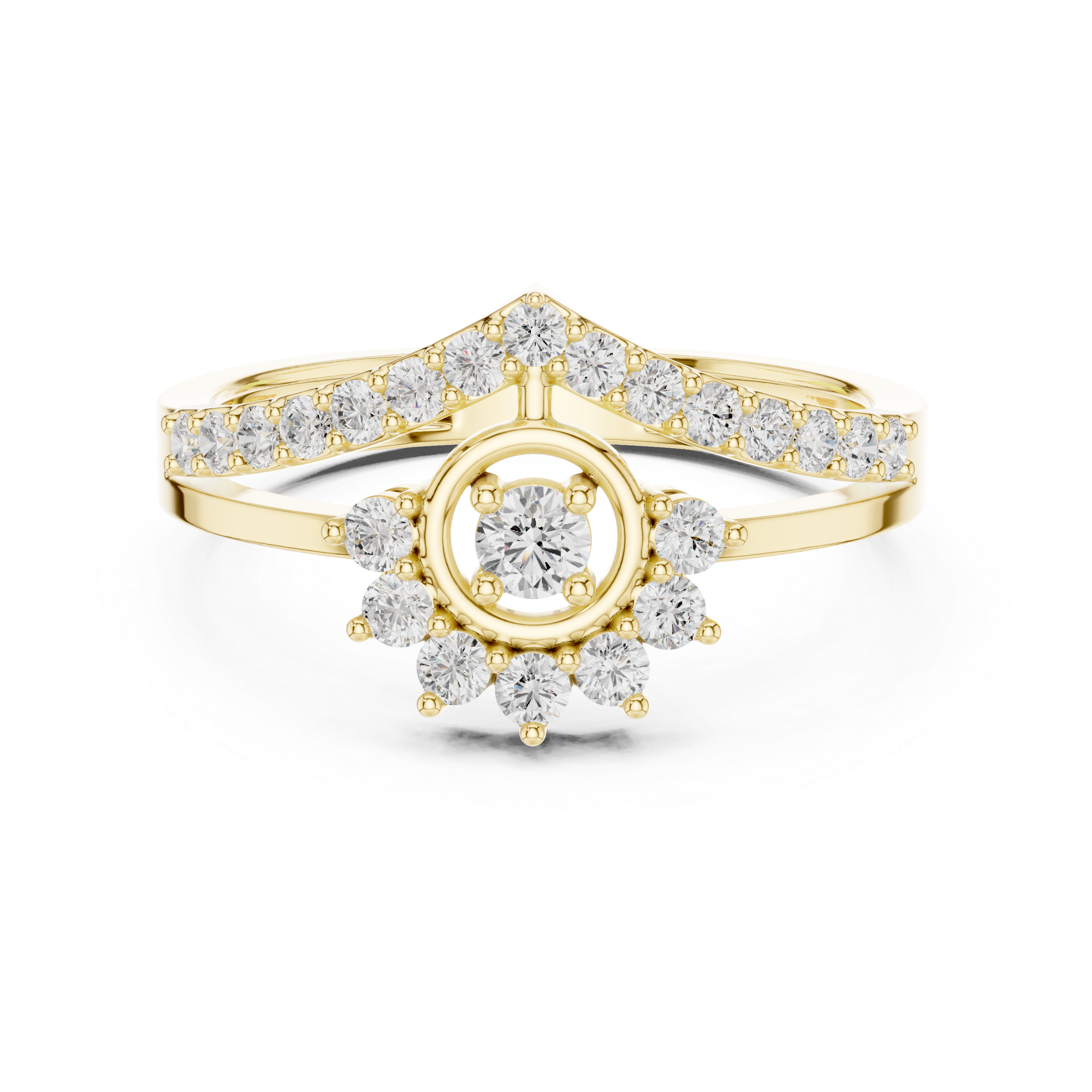 0.37 CT Vintage Halo Cluster Diamond Engagement Ring