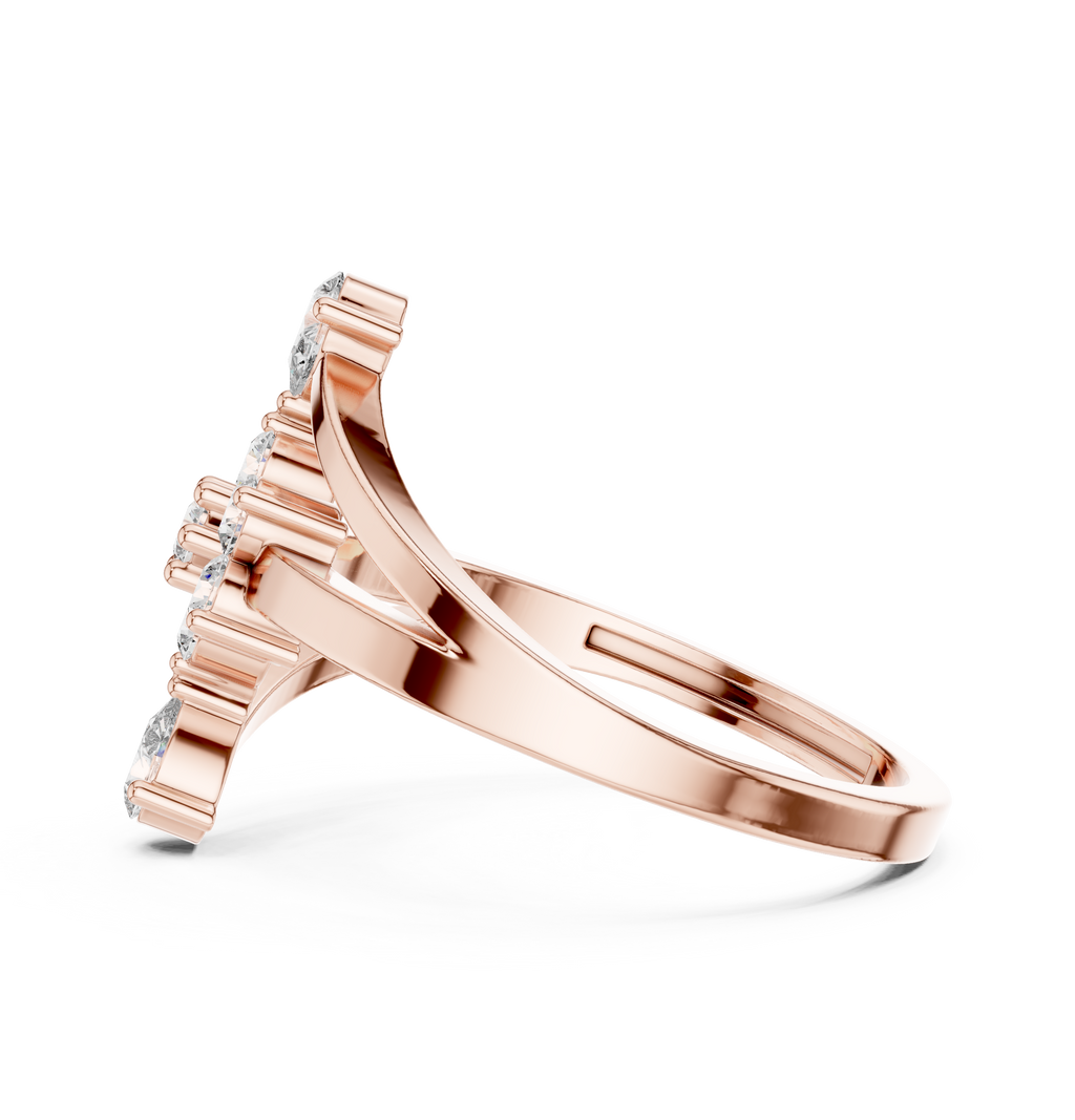 0.43 CT Floral Cluster Diamond Split Shank Ring