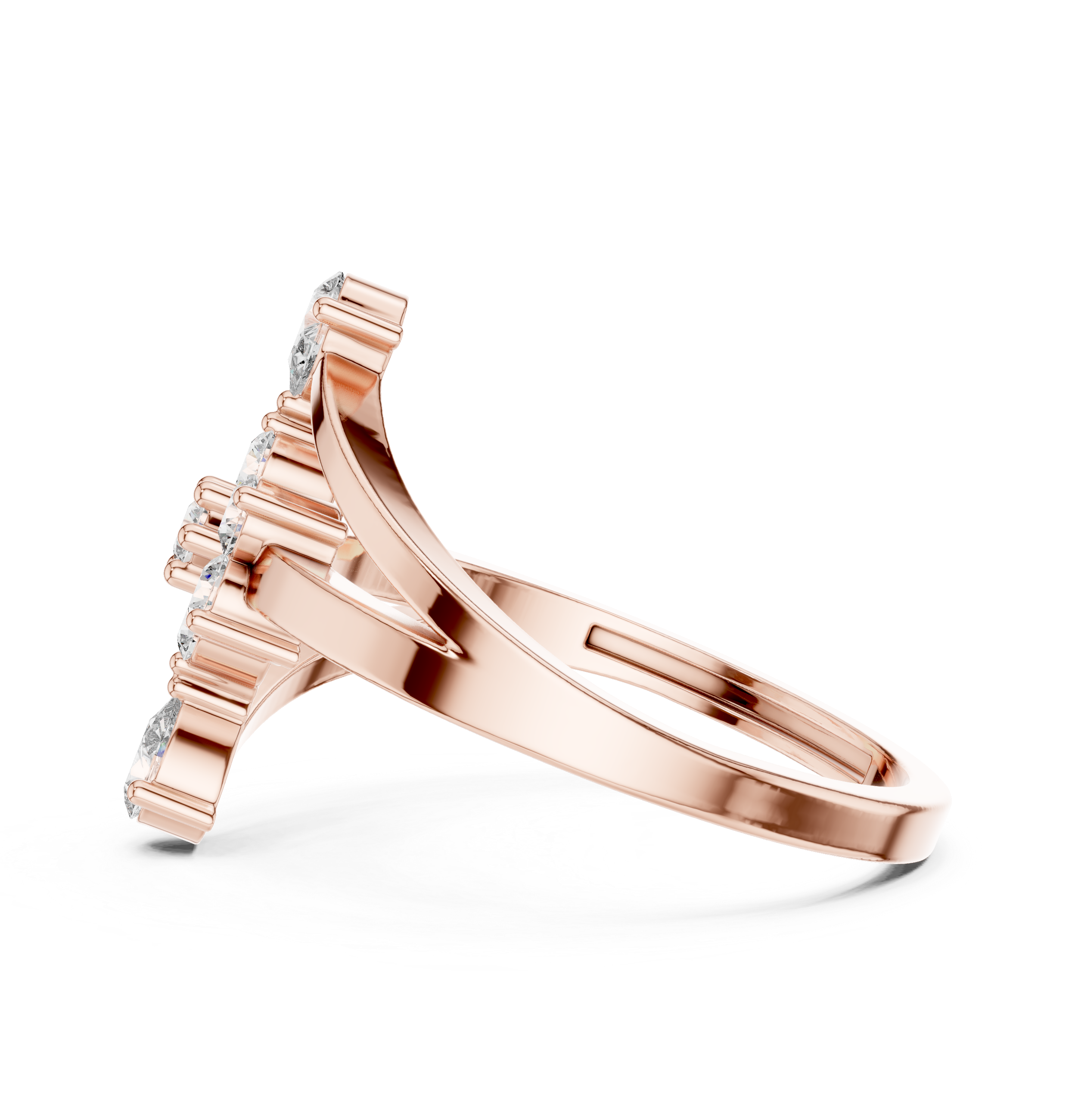 0.43 CT Floral Cluster Diamond Split Shank Ring