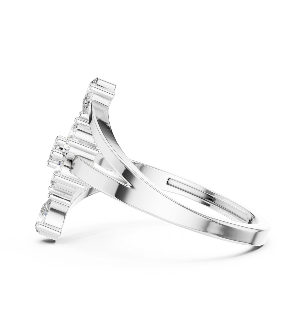 0.43 CT Floral Cluster Diamond Split Shank Ring