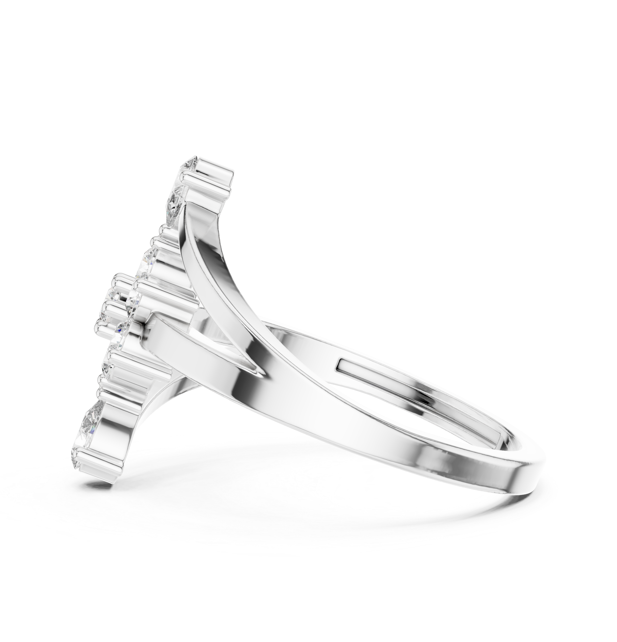 0.43 CT Floral Cluster Diamond Split Shank Ring