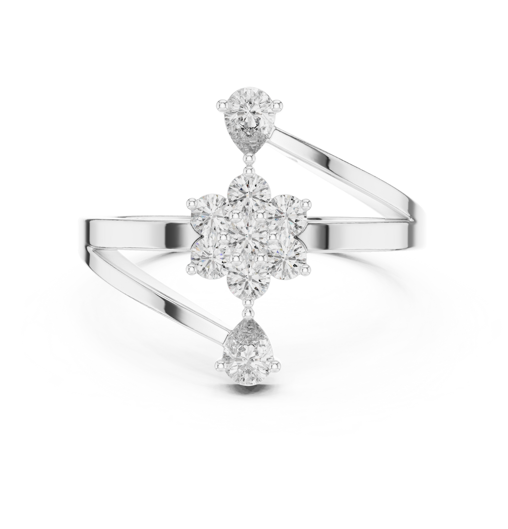 0.43 CT Floral Cluster Diamond Split Shank Ring