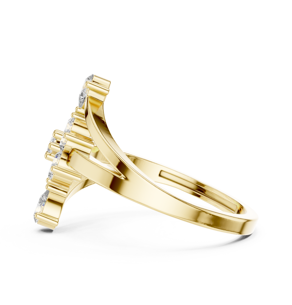 0.43 CT Floral Cluster Diamond Split Shank Ring