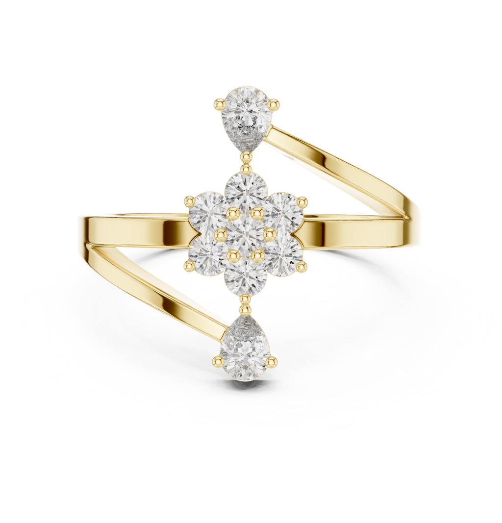 0.43 CT Floral Cluster Diamond Split Shank Ring