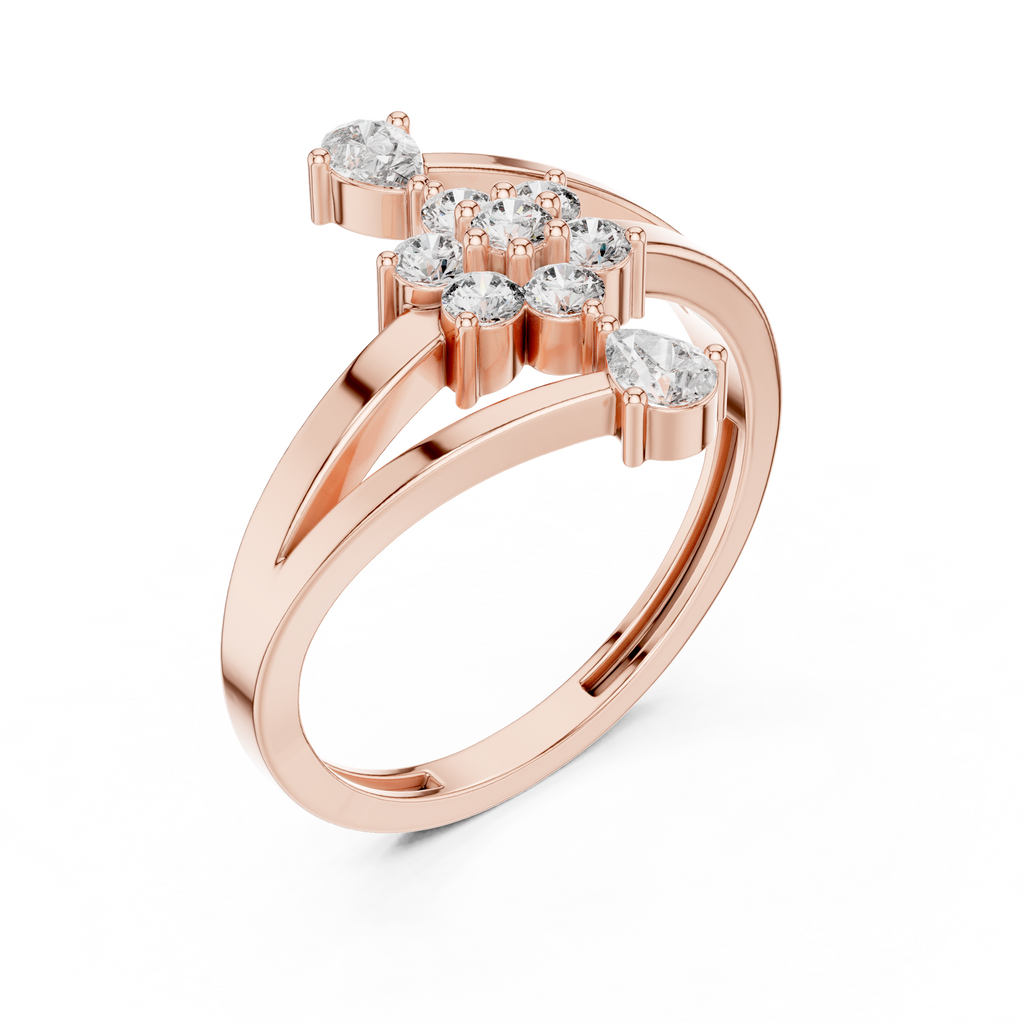 0.43 CT Floral Cluster Diamond Split Shank Ring