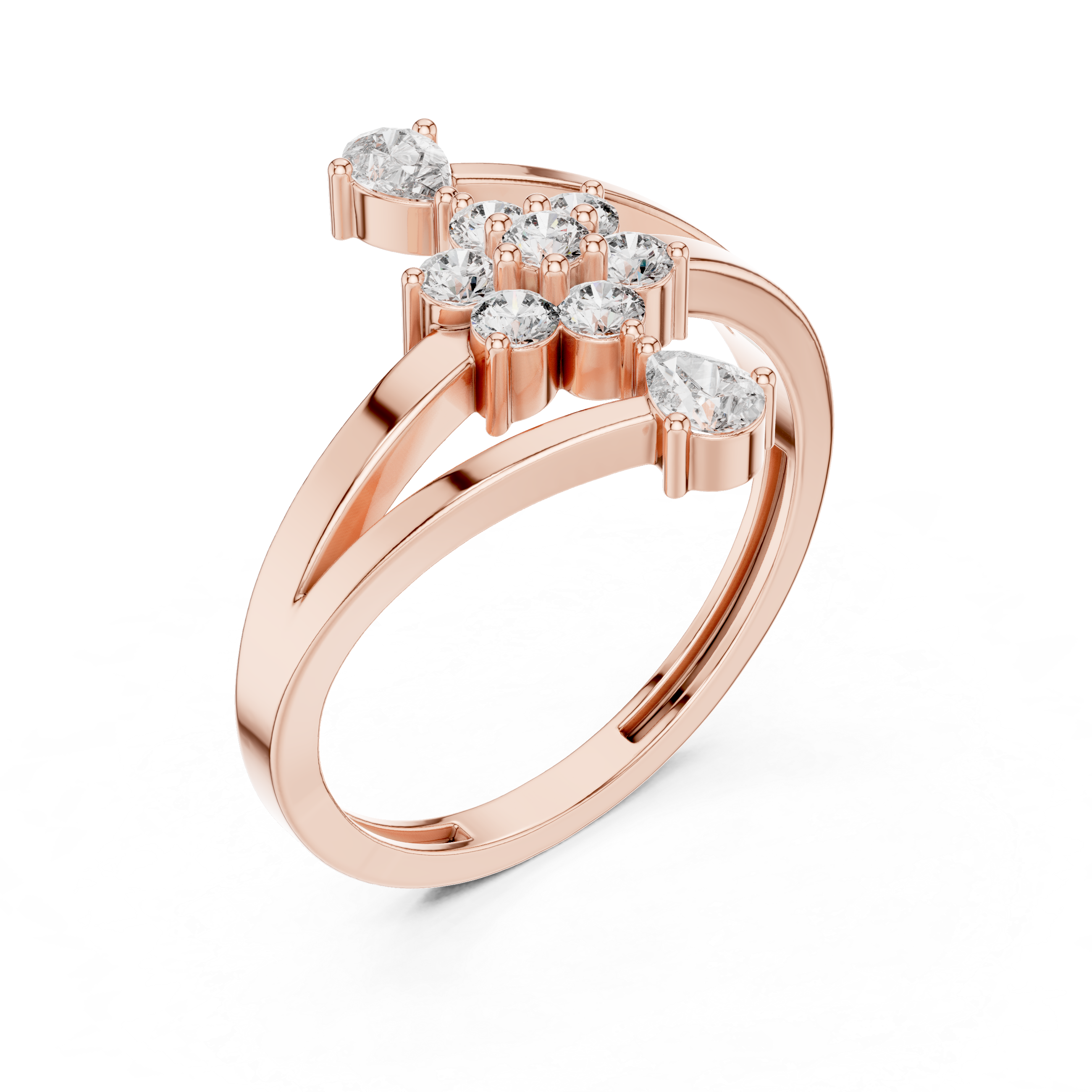 0.43 CT Floral Cluster Diamond Split Shank Ring