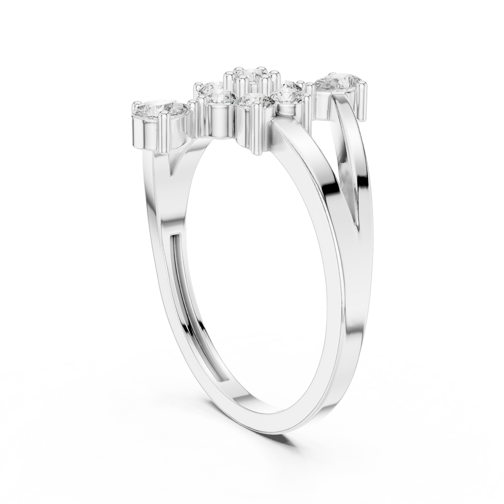 0.43 CT Floral Cluster Diamond Split Shank Ring