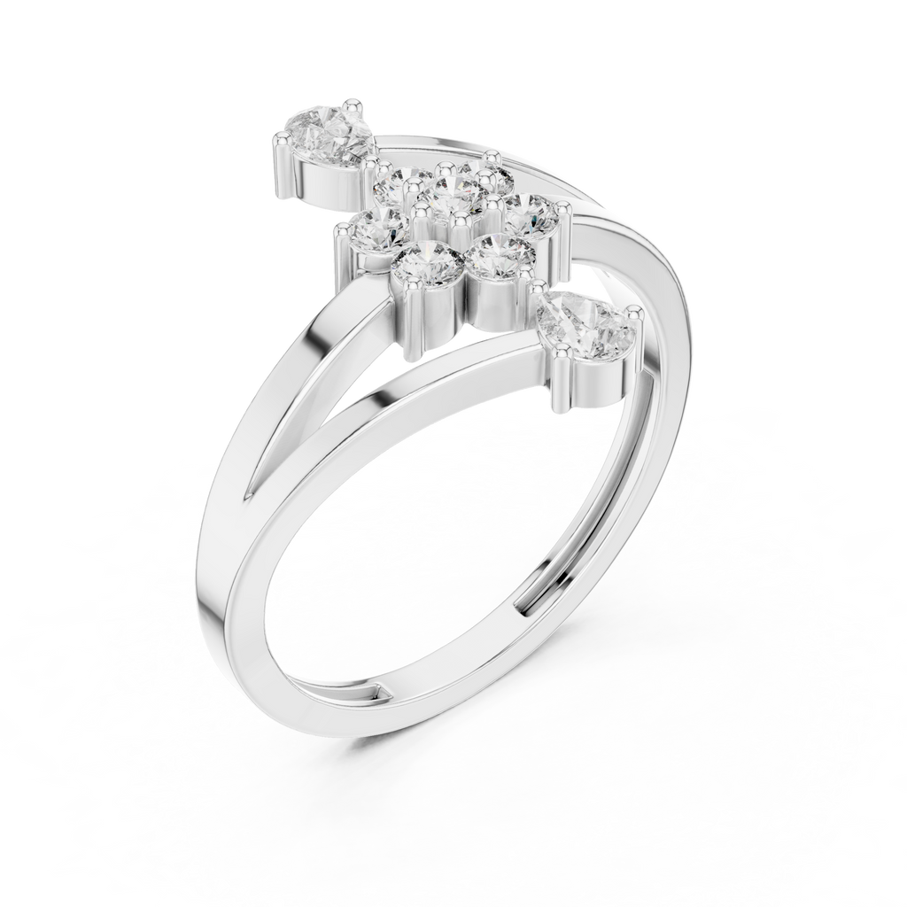 0.43 CT Floral Cluster Diamond Split Shank Ring