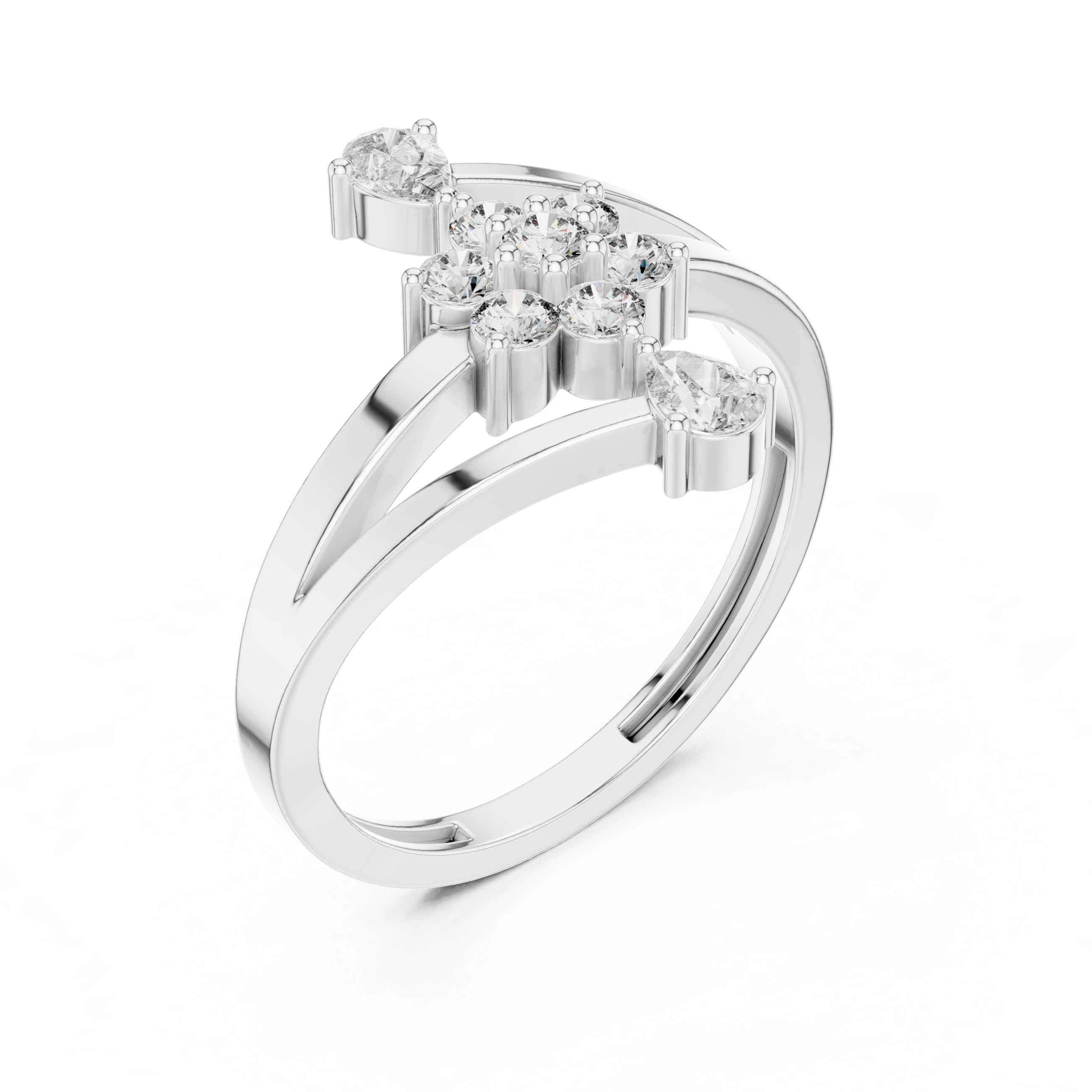 0.43 CT Floral Cluster Diamond Split Shank Ring