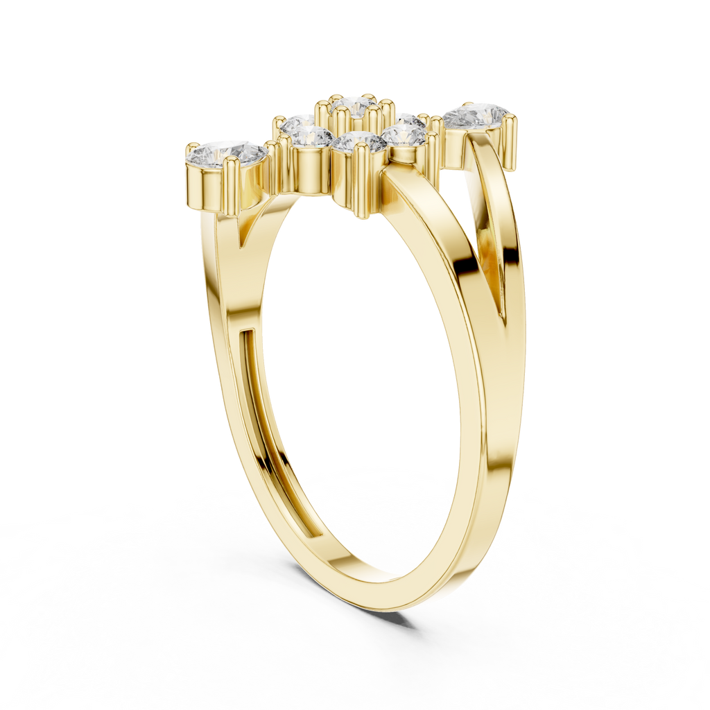 0.43 CT Floral Cluster Diamond Split Shank Ring