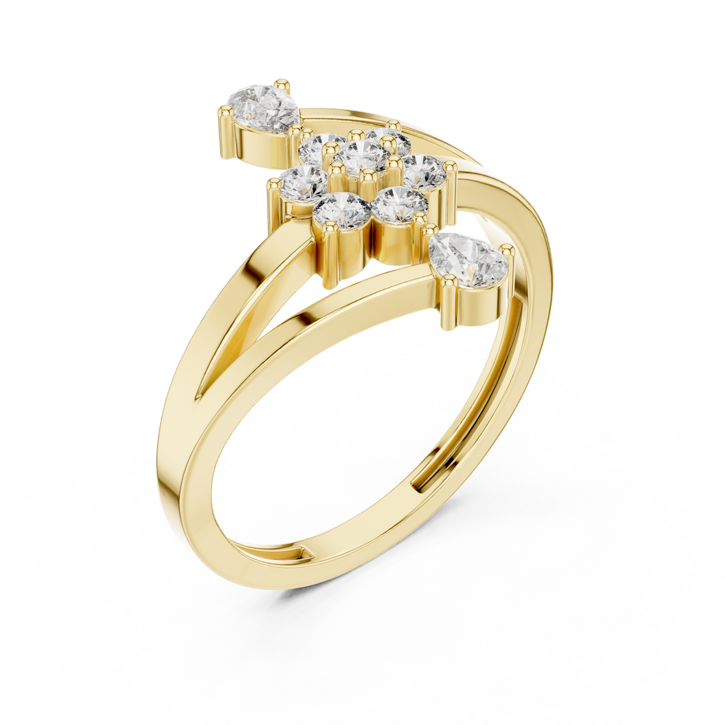 0.43 CT Floral Cluster Diamond Split Shank Ring