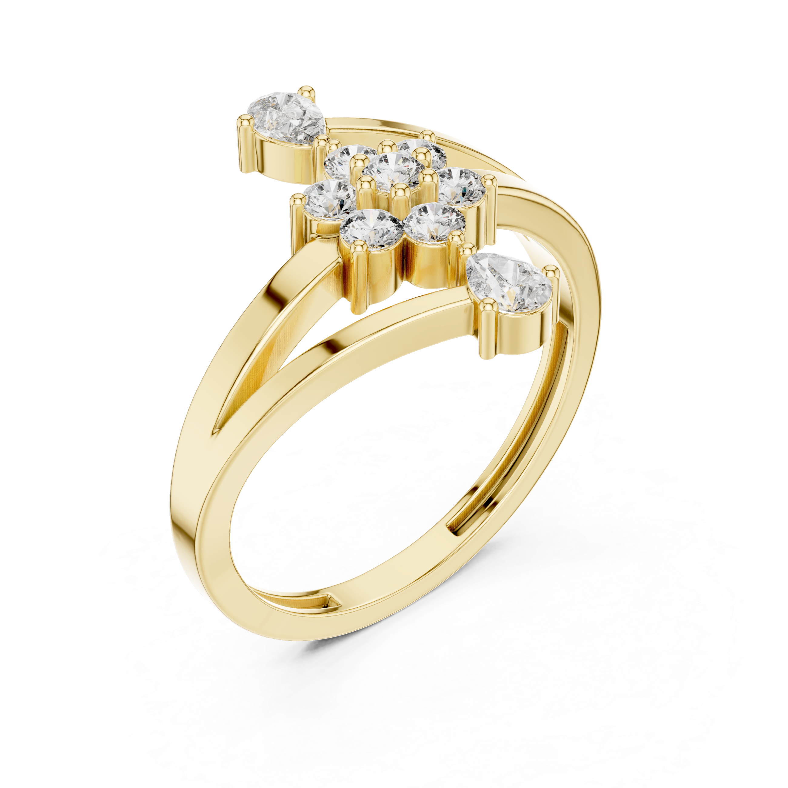 0.43 CT Floral Cluster Diamond Split Shank Ring