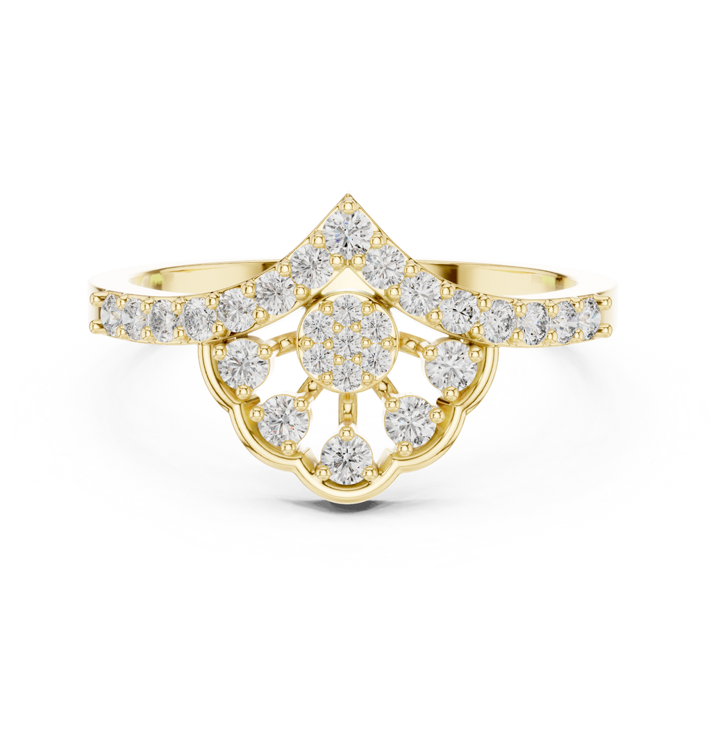 0.31 CT Vintage Halo Floral Diamond Ring