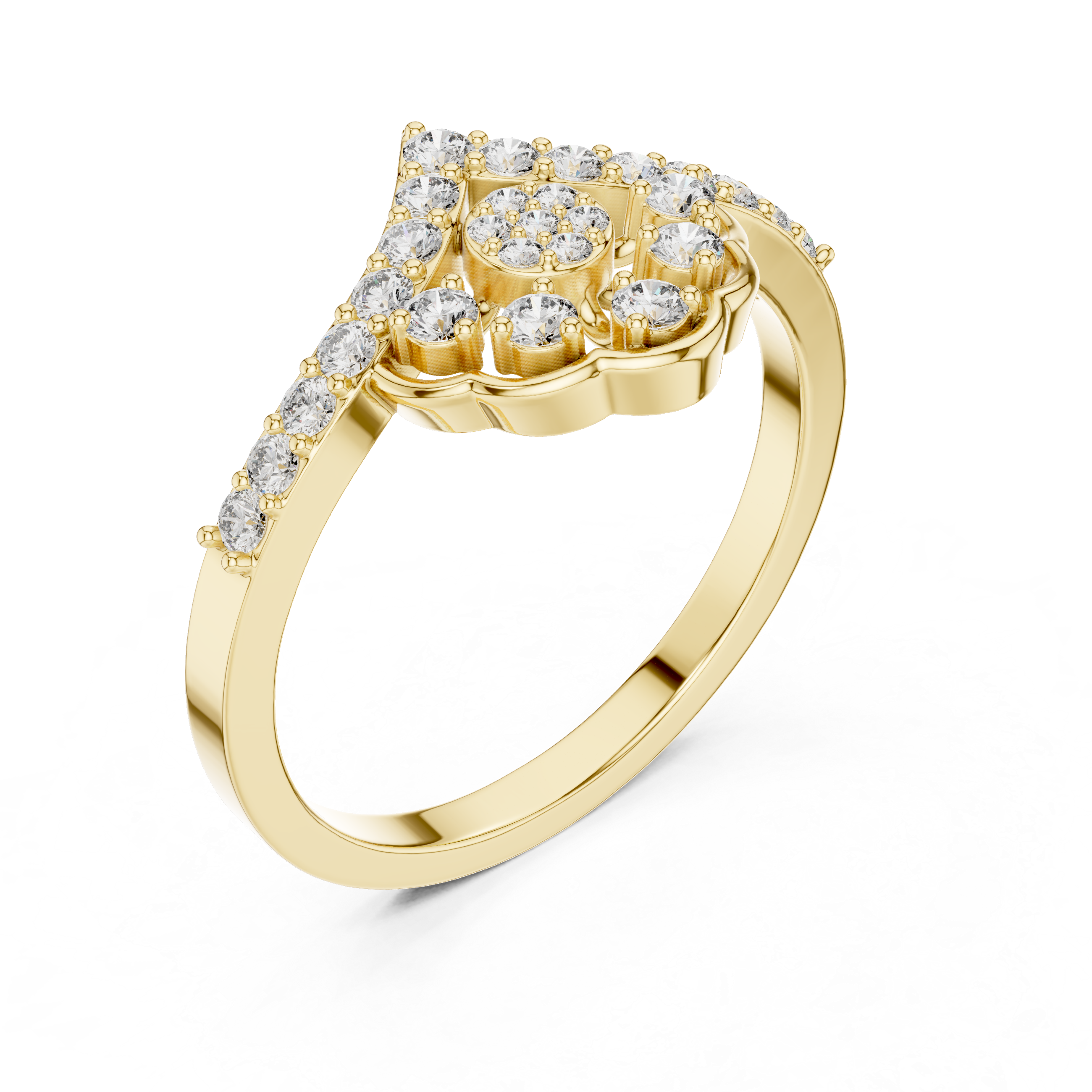 0.31 CT Vintage Halo Floral Diamond Ring