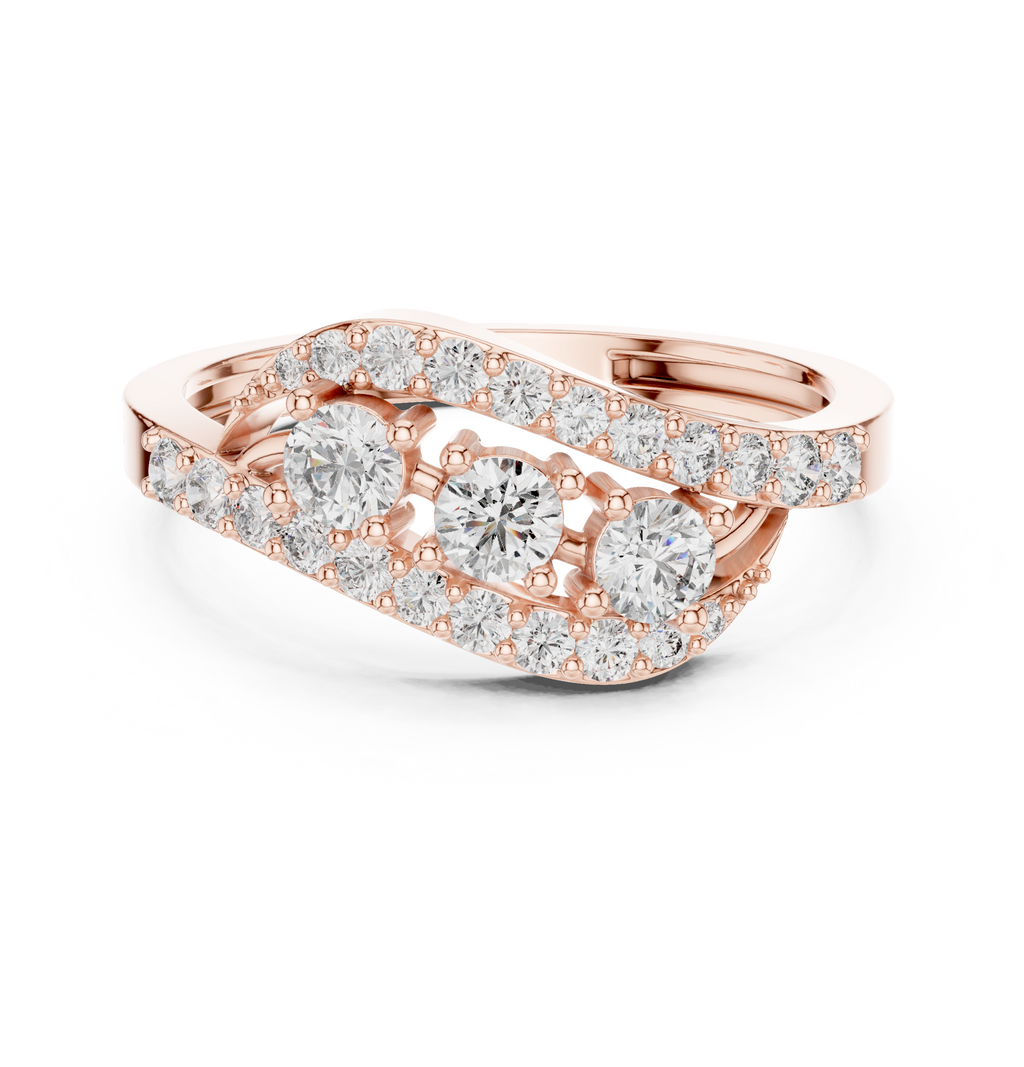 0.53 CT Vintage Three Stone Diamond Swirl Ring