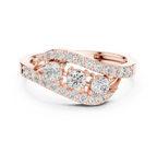 0.53 CT Vintage Three Stone Diamond Swirl Ring