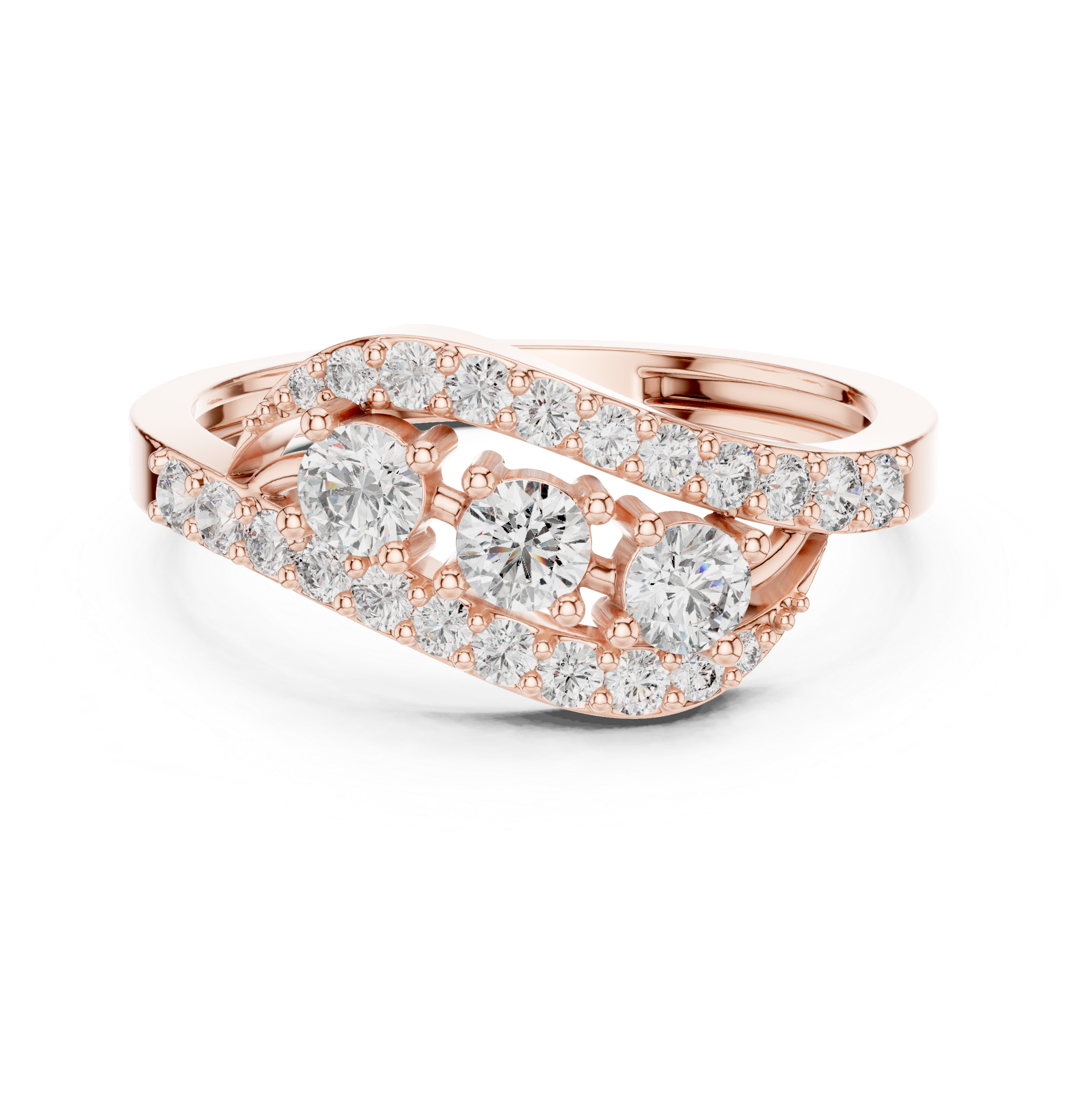 0.53 CT Vintage Three Stone Diamond Swirl Ring