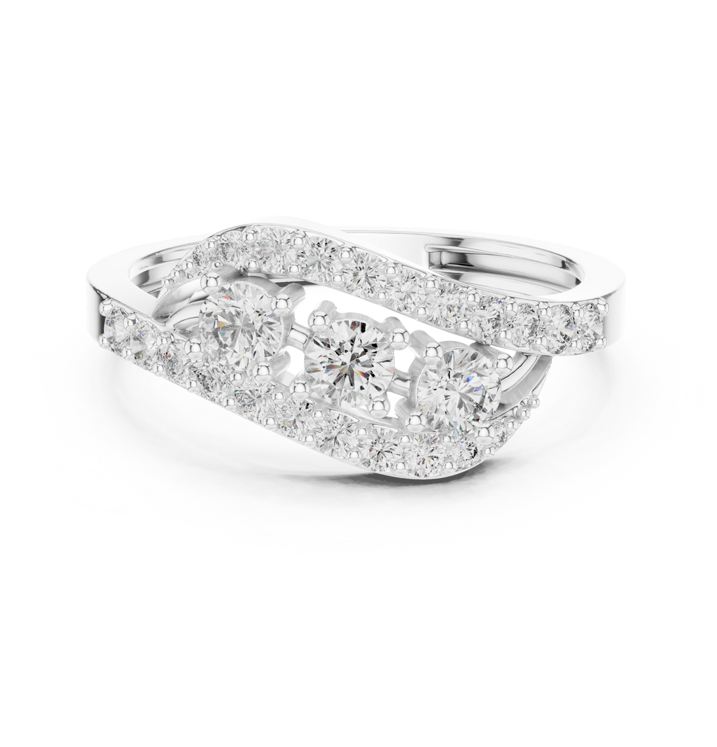 0.53 CT Vintage Three Stone Diamond Swirl Ring