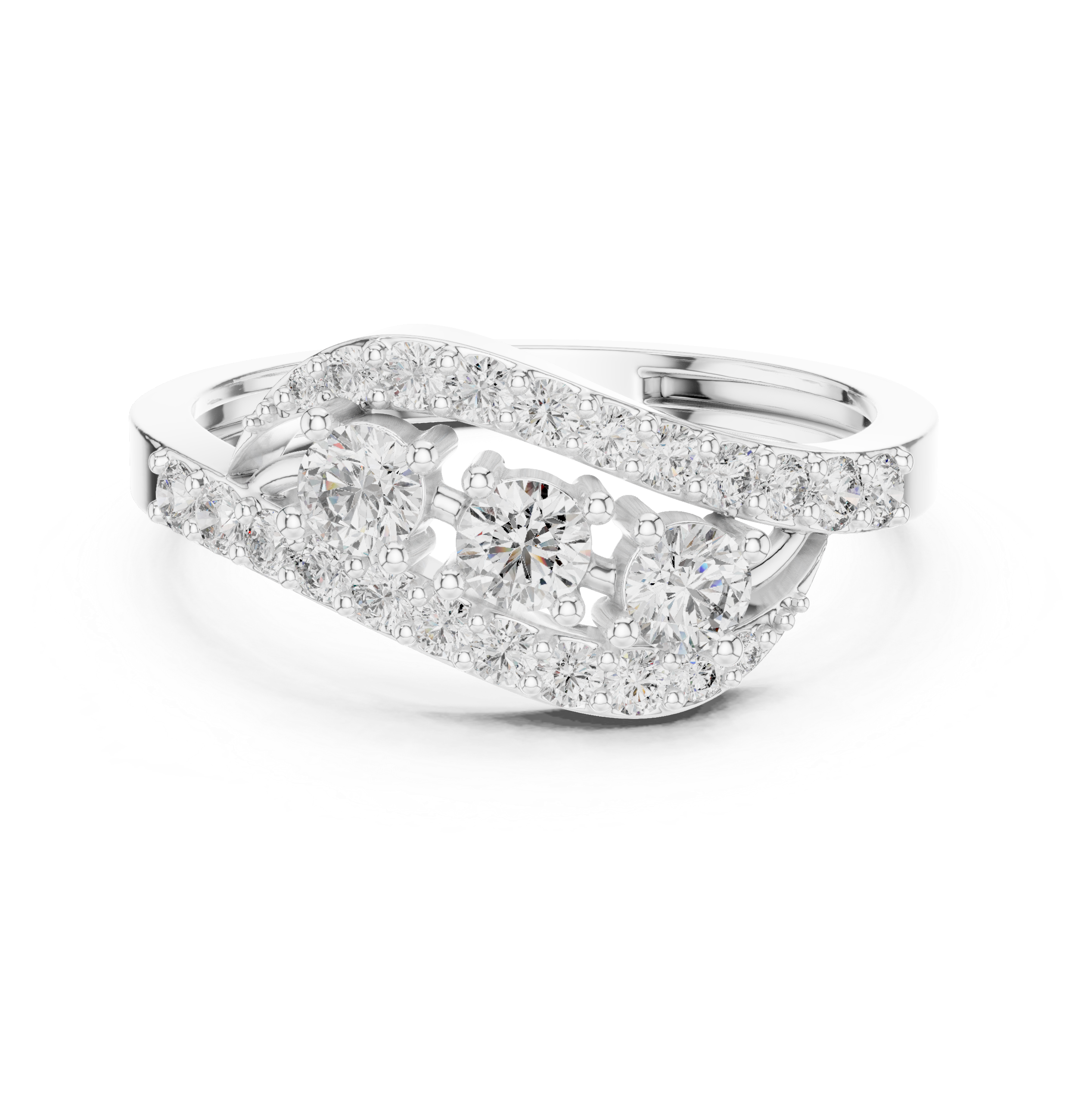 0.53 CT Vintage Three Stone Diamond Swirl Ring