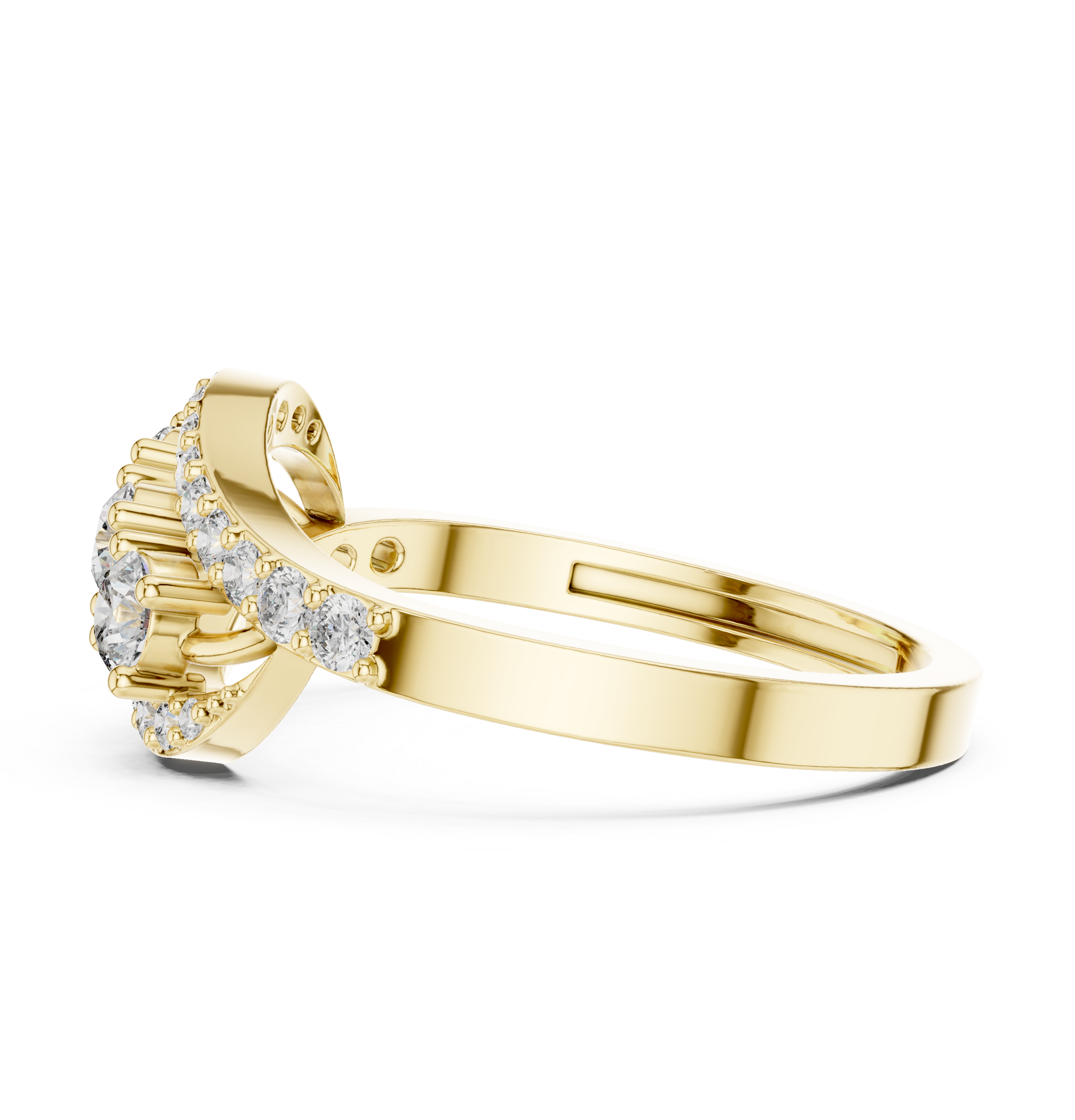 0.53 CT Vintage Three Stone Diamond Swirl Ring