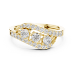 0.53 CT Vintage Three Stone Diamond Swirl Ring